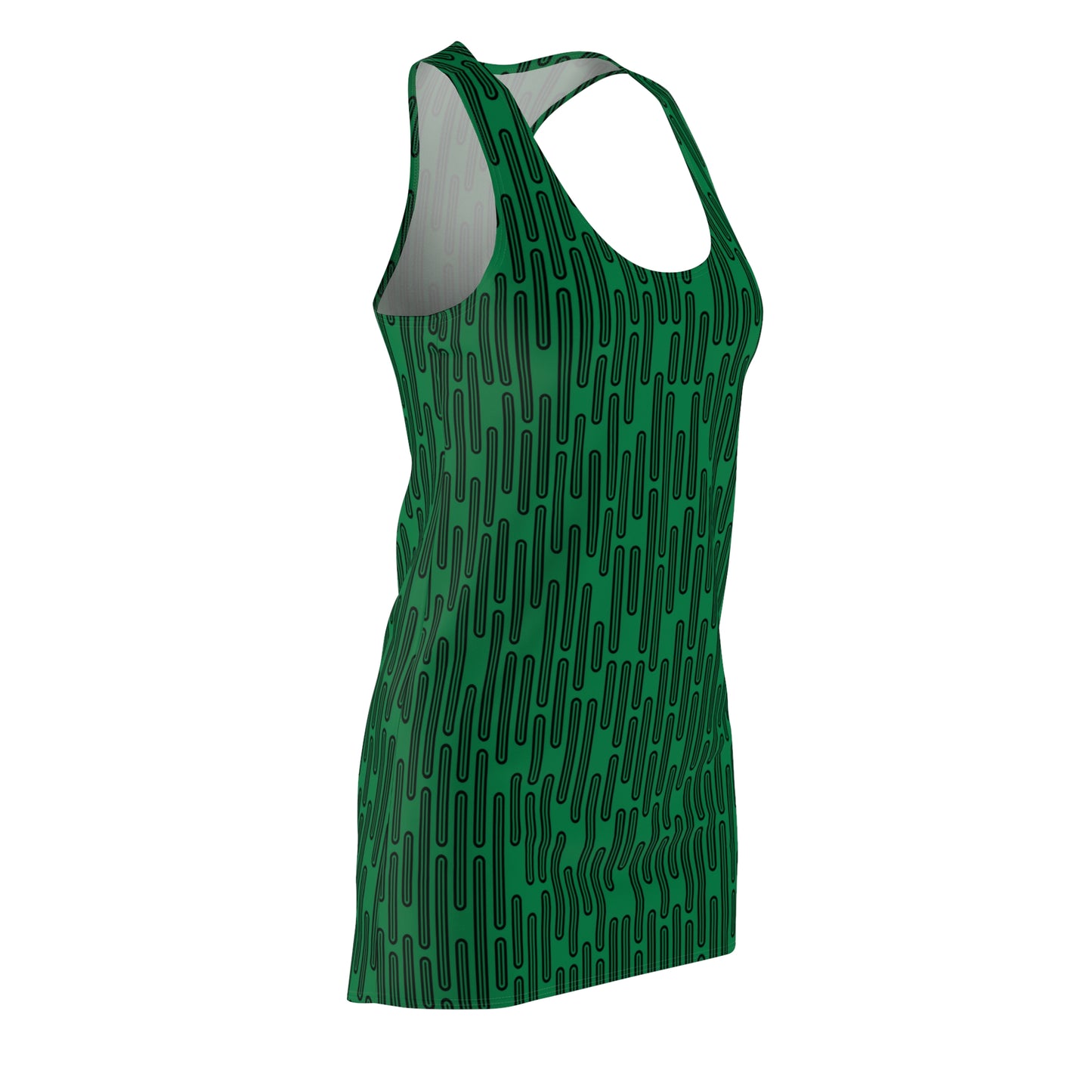Vertikal Muster Racerback Kleid – Schwarz Grün Damenmode