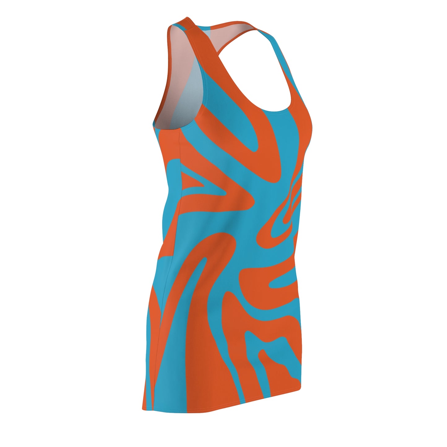 Türkises Damen Kleid Swirl Muster Racerback Sommer Bohemian Beach