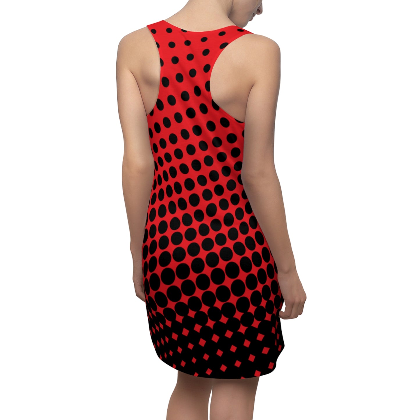 Black Red Polka Dot Racerback – Retro Sleeveless Mini Dress