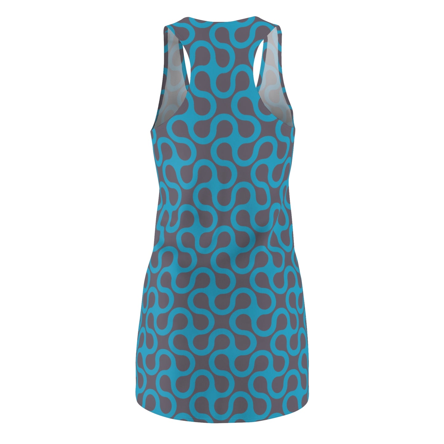 Türkis Damen Kleid Abstrakt Grau Racerback Sommer Casual