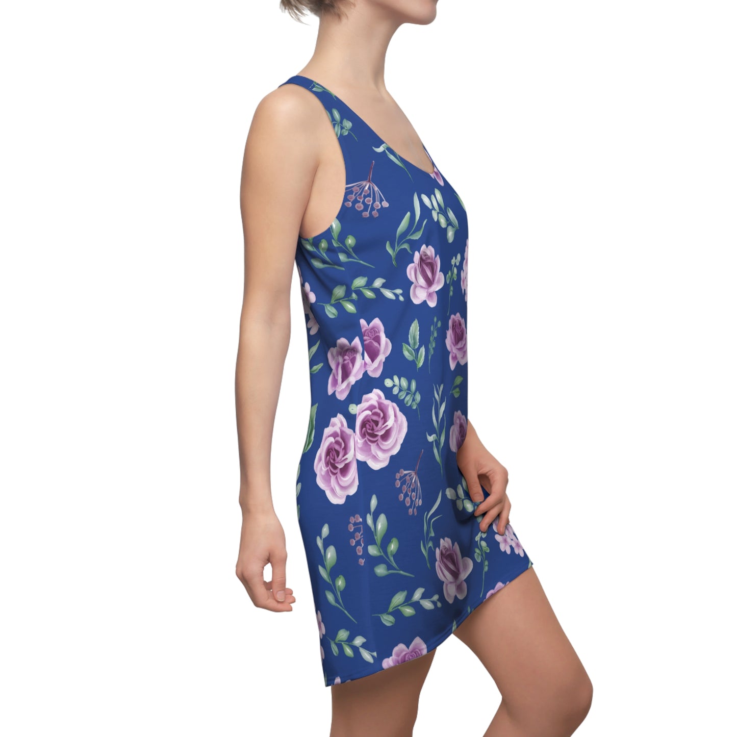 Blau Floral Racerback Kleid – Blumenkleid Sommer Damen