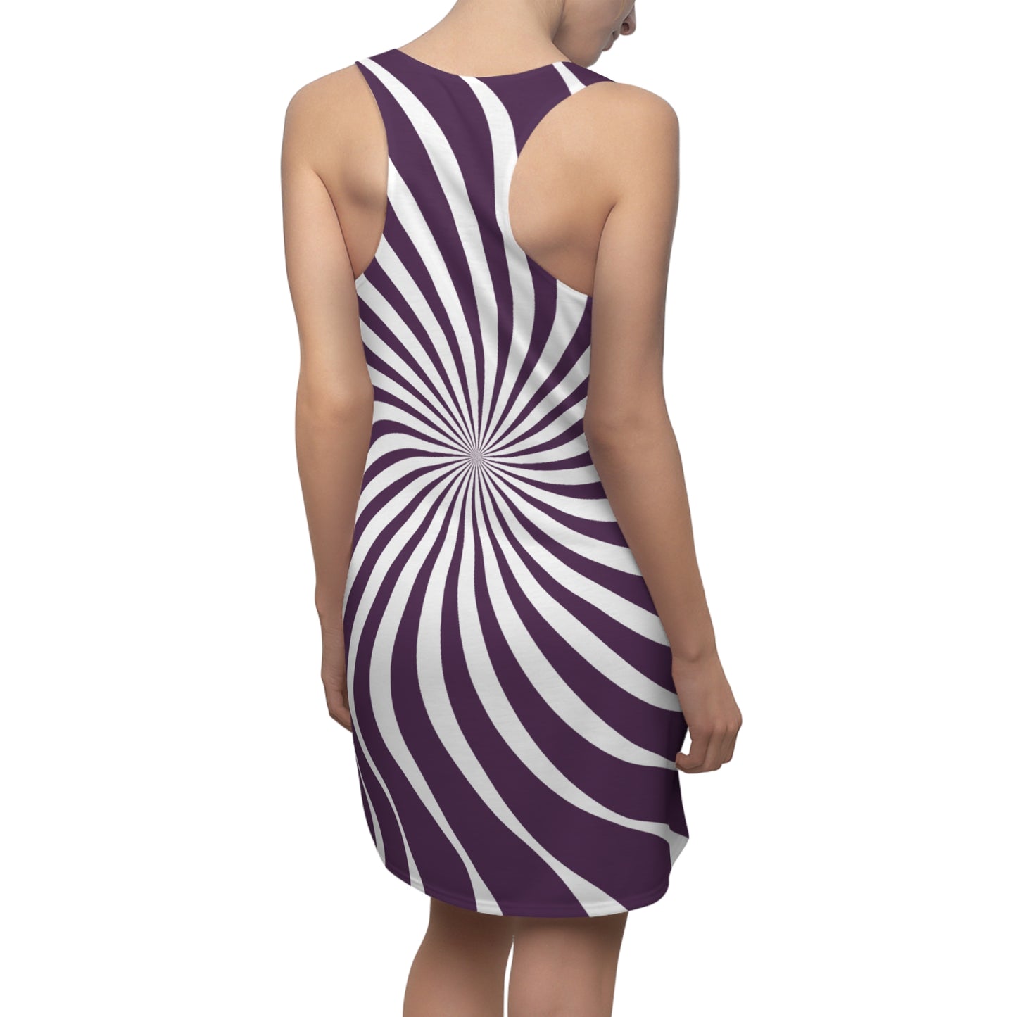 Lila Weiß Spirale Racerback Kleid – Trendiges Sommerkleid