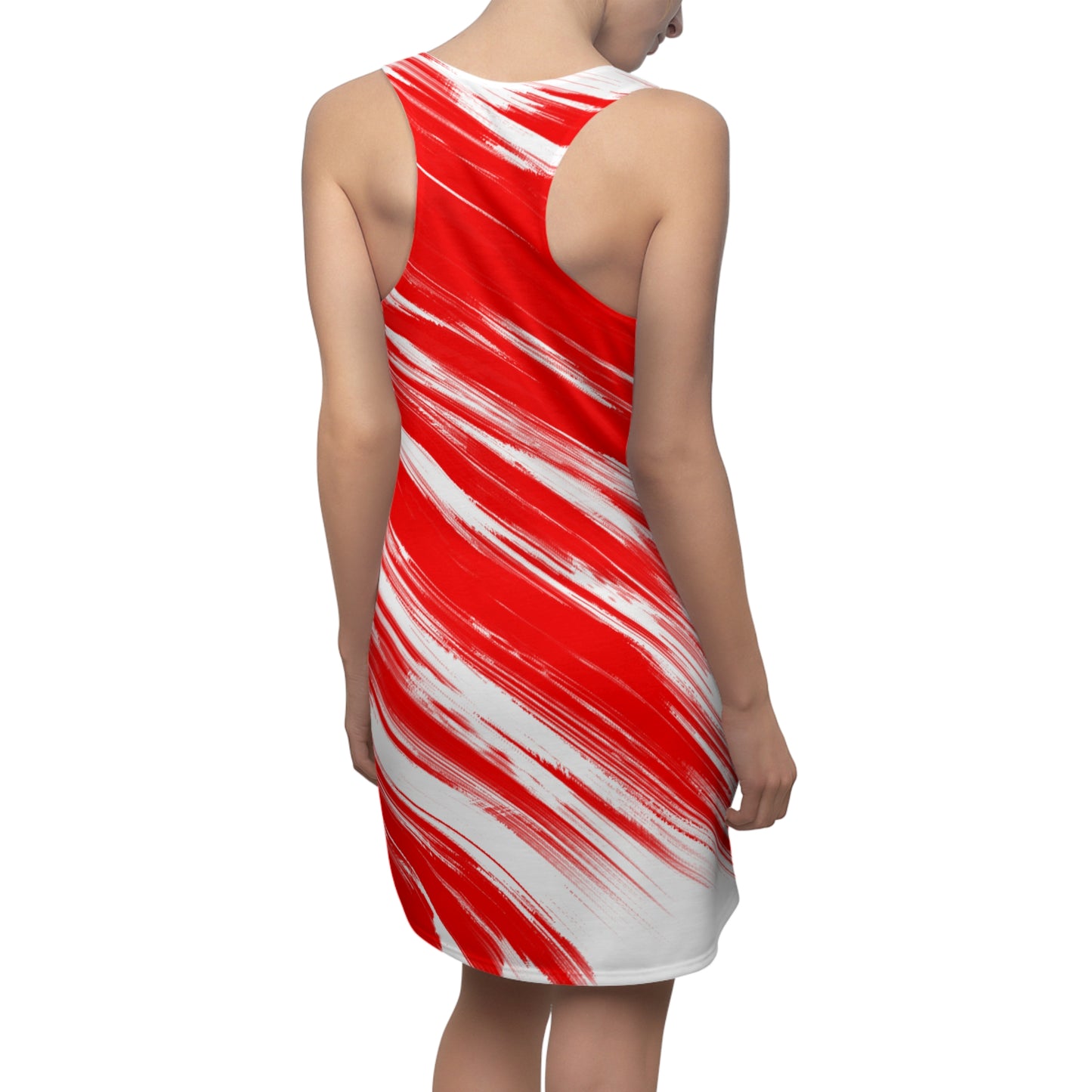 Rotes Racerback Kleid mit weißem Abstract Muster