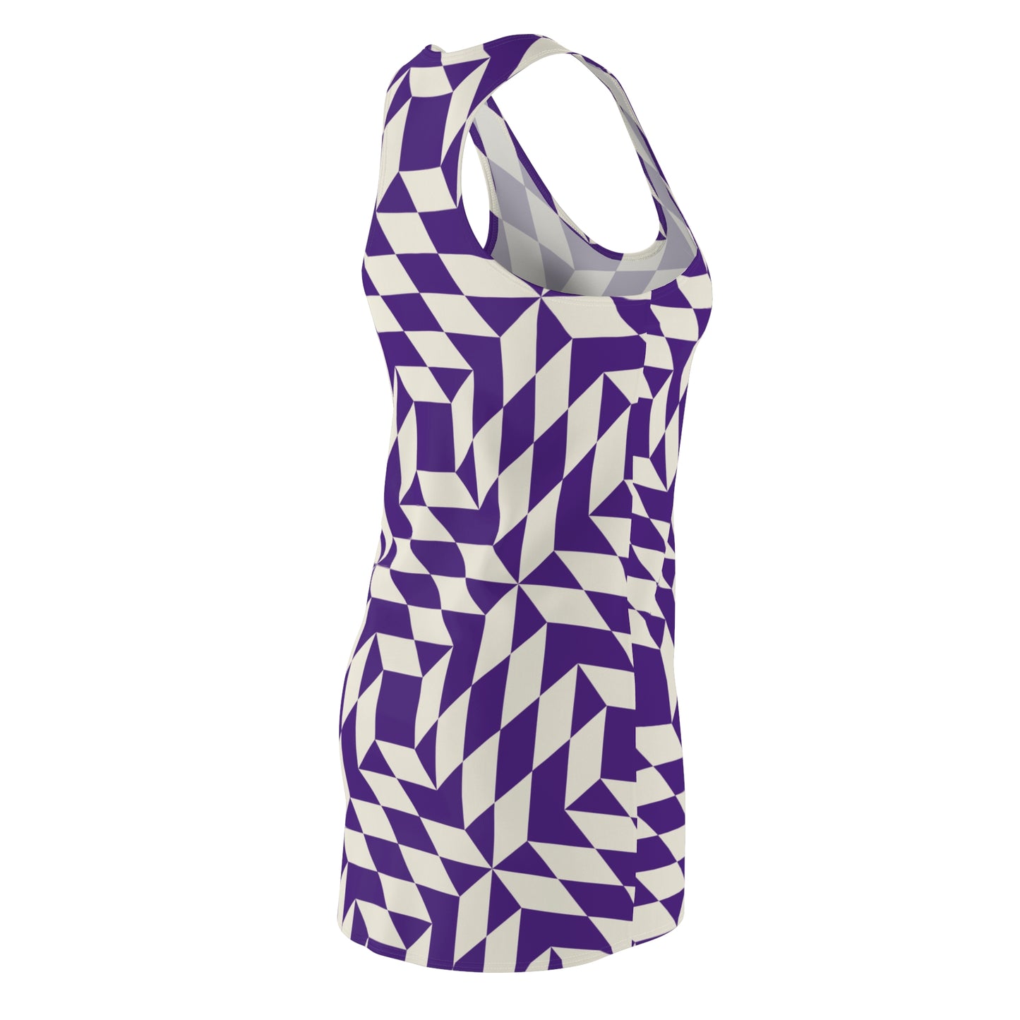 Racerback Kleid Damen – Lila Sommerkleid mit geometrischem Muster