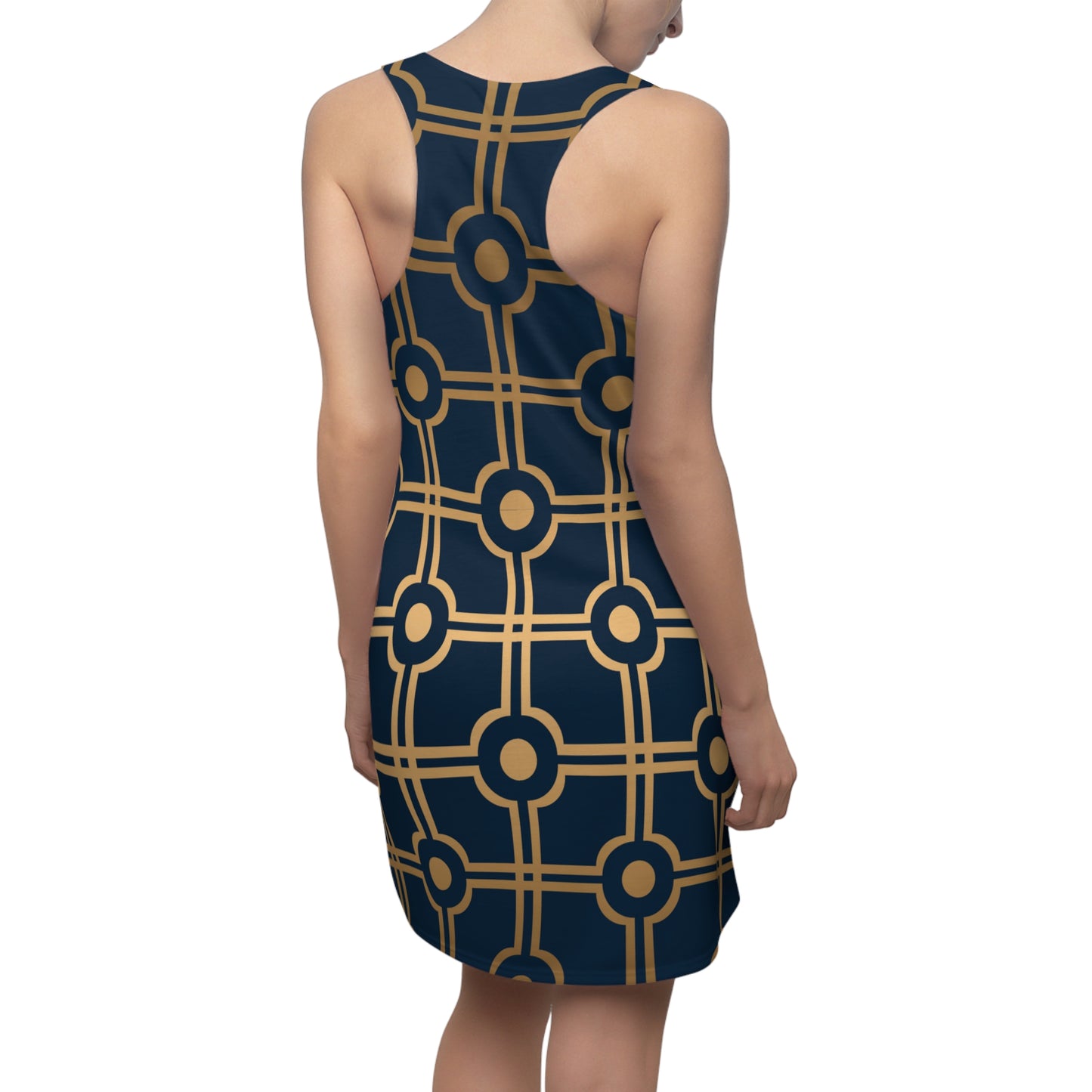 Geometric Racerback Retro Damenkleid | Elegantes Muster Kleid