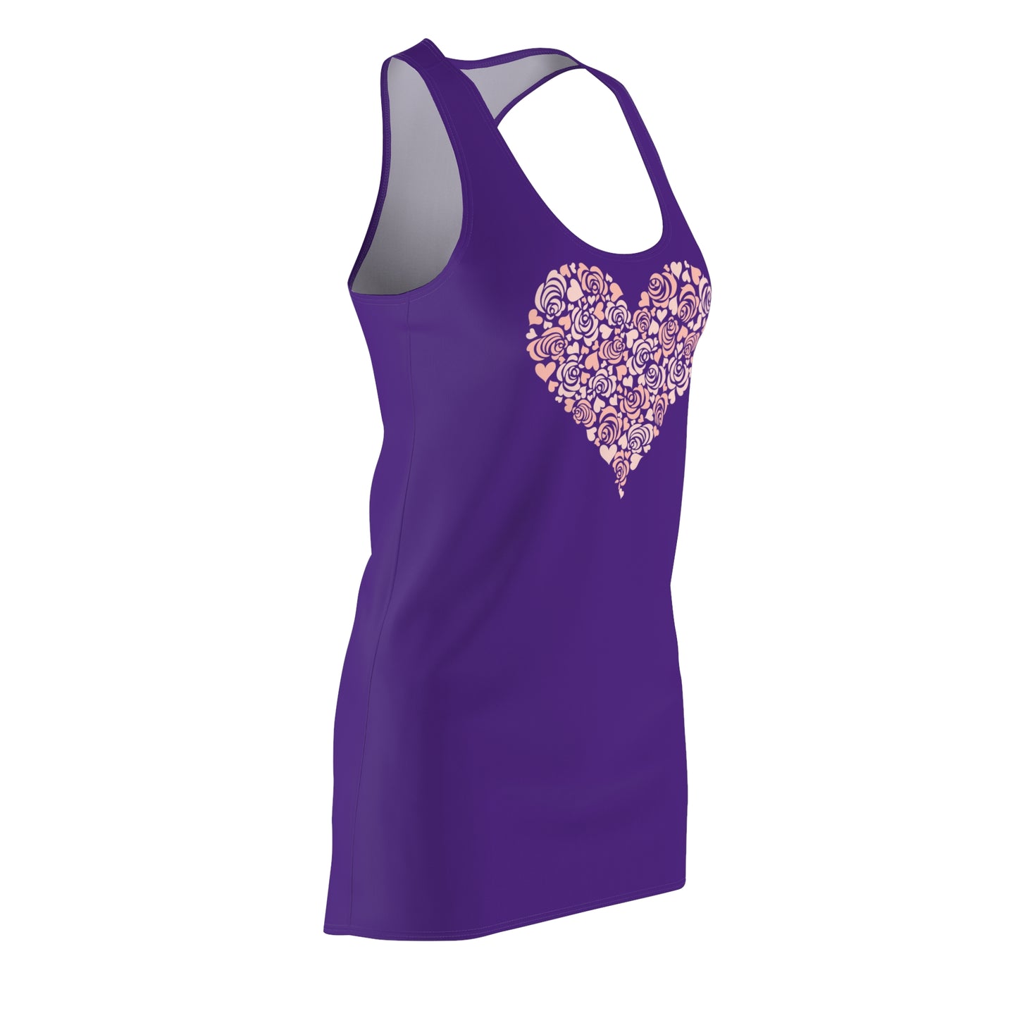 Lila Floral Heart Kleid Racerback Romantisches Sommerkleid