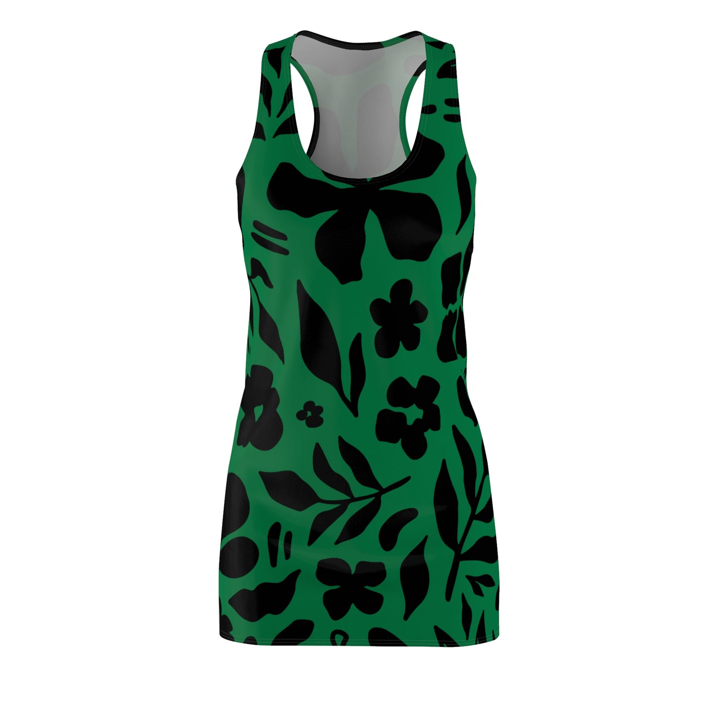Schwarz Dunkelgrün Floral Racerback Kleid – Sommer Damenmode