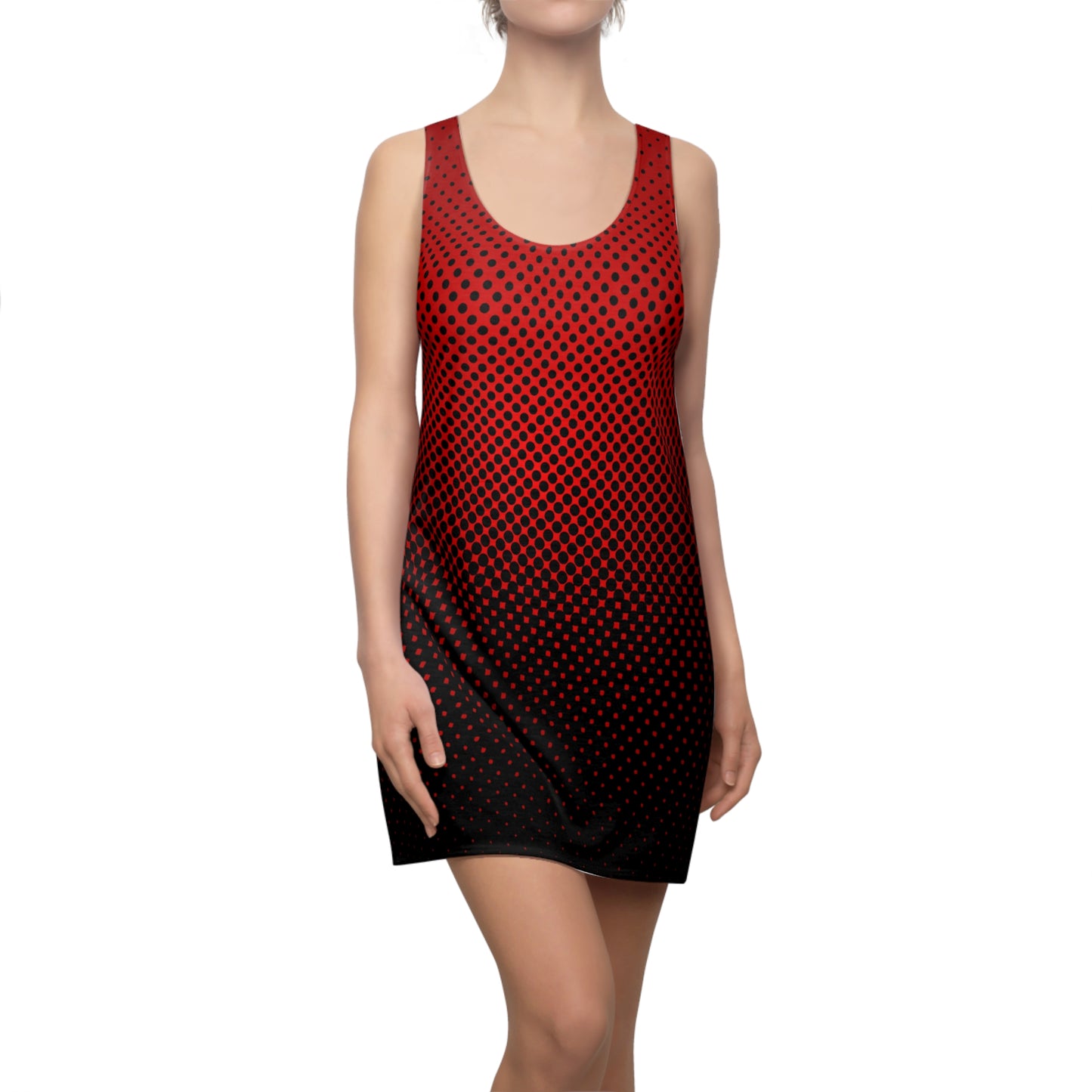 Racerback Damen Kleid Rot Modernes Muster Ärmellos Sommerlook