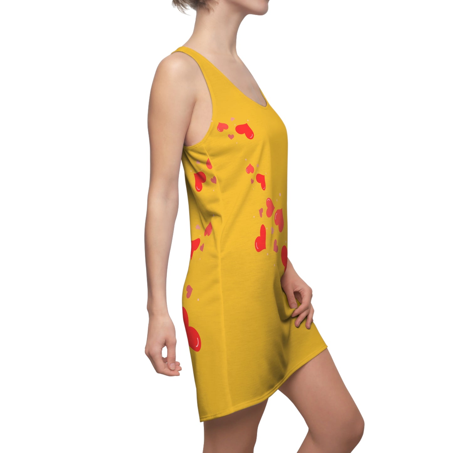 Gelb Herz Racerback Kleid – Elegantes Valentinstag Outfit