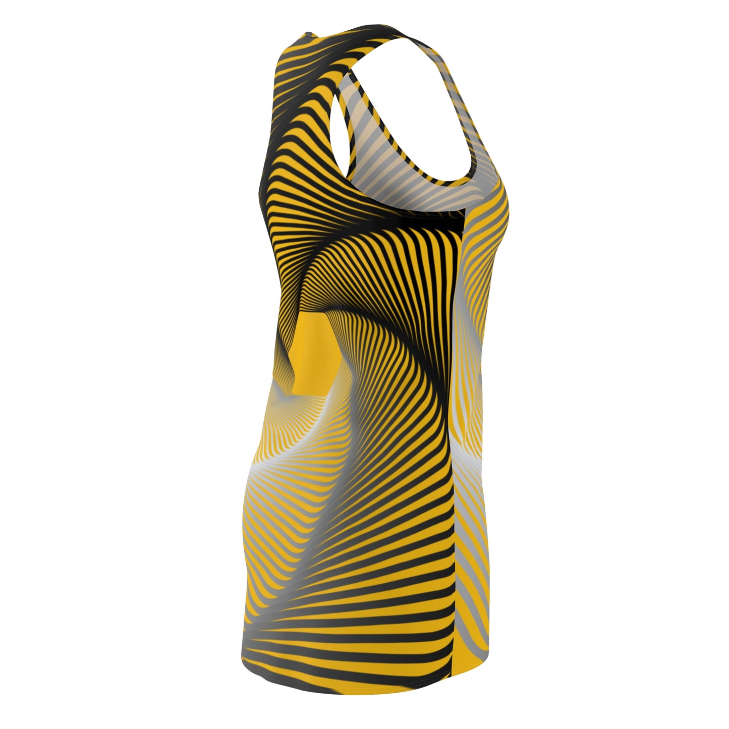 Schwarz Gelb Spirale Racerback Kleid – Stilvolles Sommerkleid