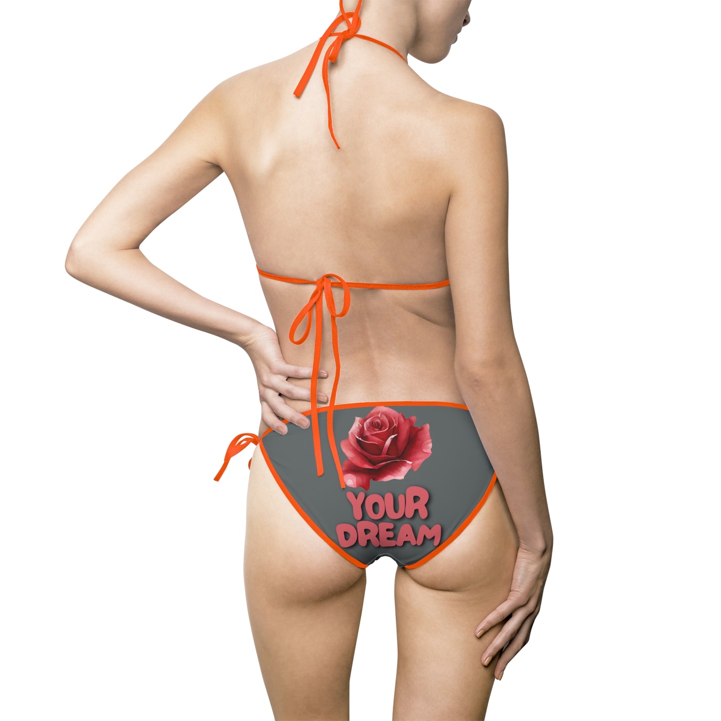 Damen Bikini YOUR DREAM Rosenmotiv Sommermode Strand grau