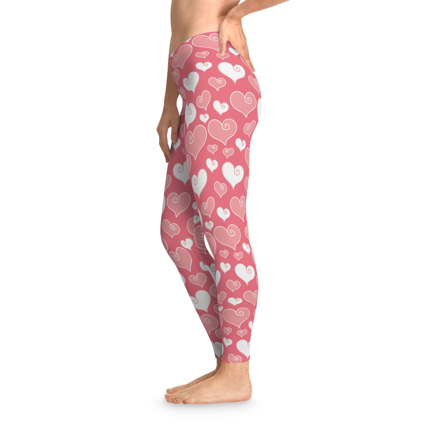Damen Leggings Herz Muster Stretch Fitness Casual