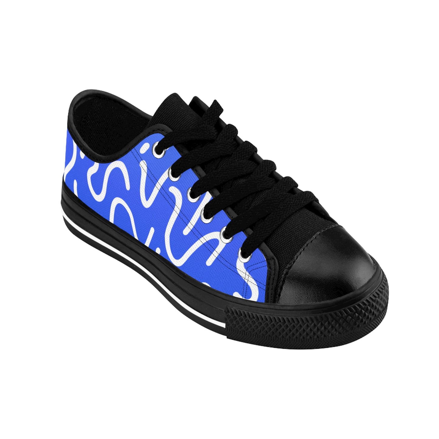 Blue Canvas Sneakers Women Casual Low Top Pattern Shoes