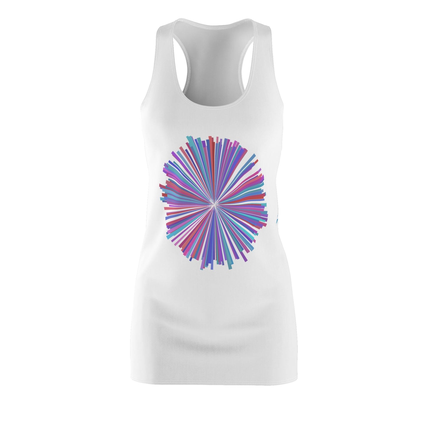Racerback Kleid mit Aquarell-Muster – Weißes Sommerkleid, elegant & leicht