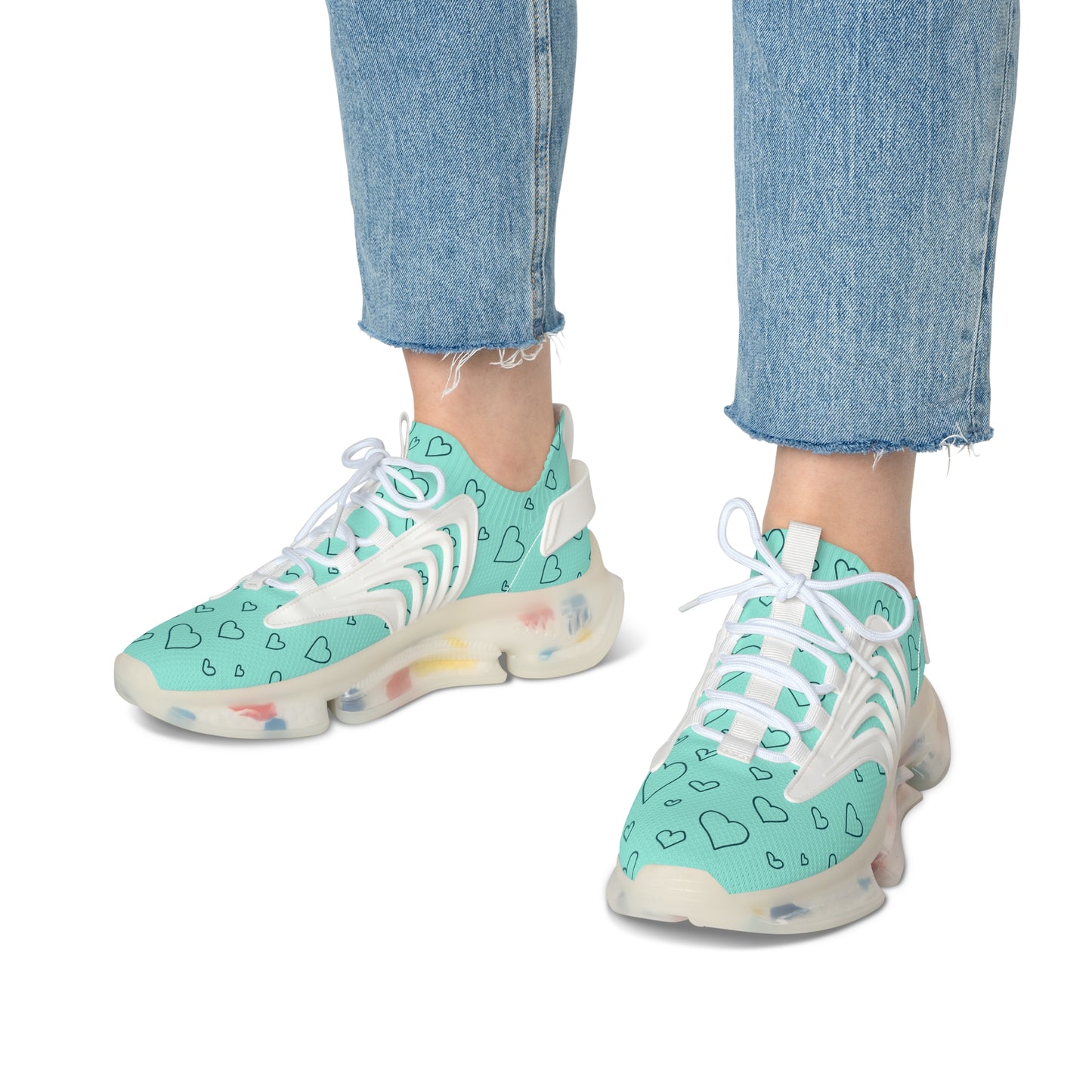Damen Sneaker mit Herzmuster – Stylische Sportschuhe