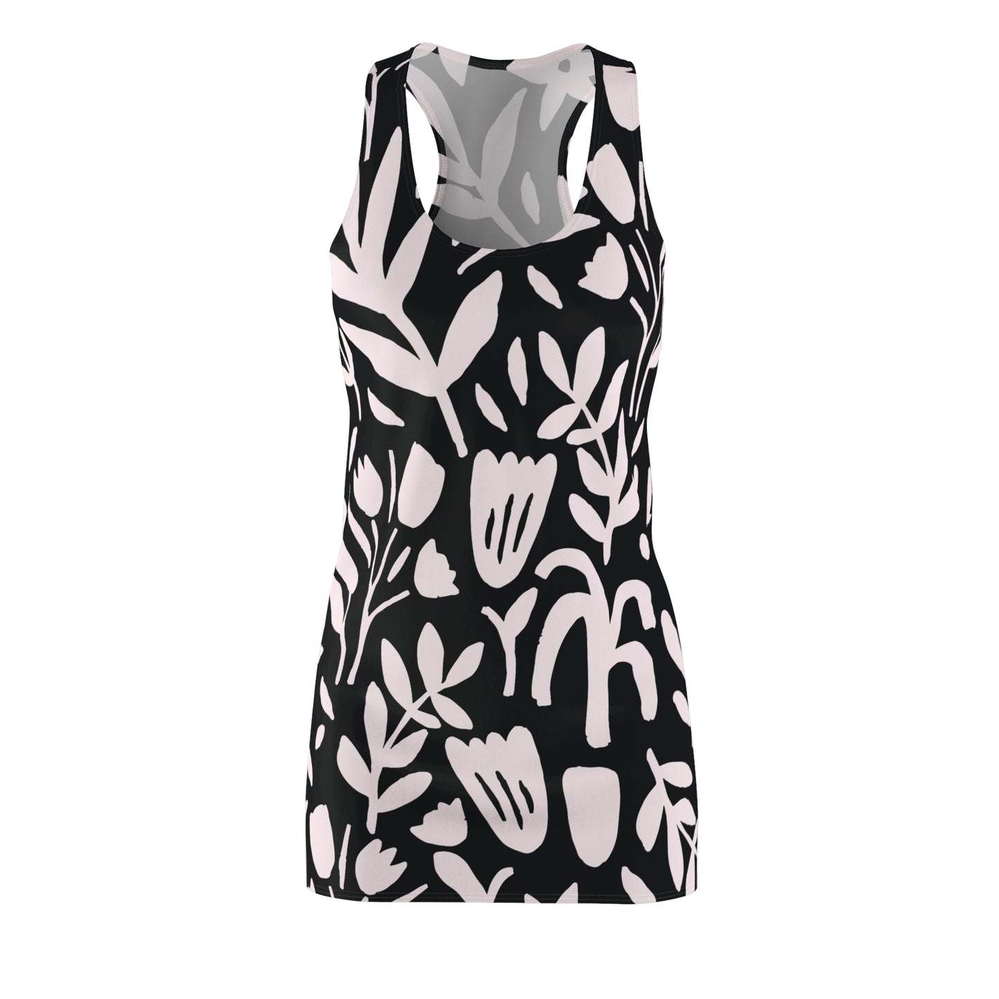 Schwarz Rosa Blumen Racerback Kleid – Sommer Damenmode