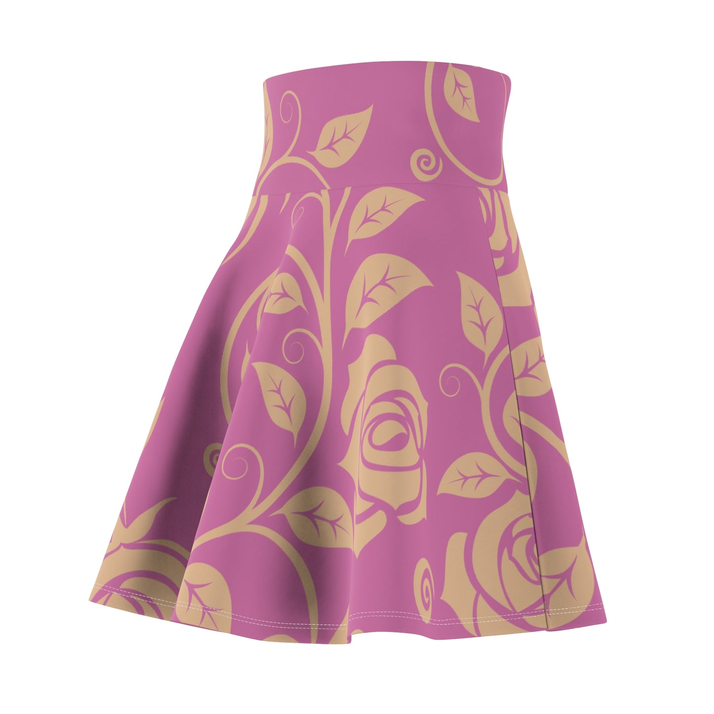 Rosaner Grüner Damen Rock Floral Skater Elegant Frühling Sommer Casual