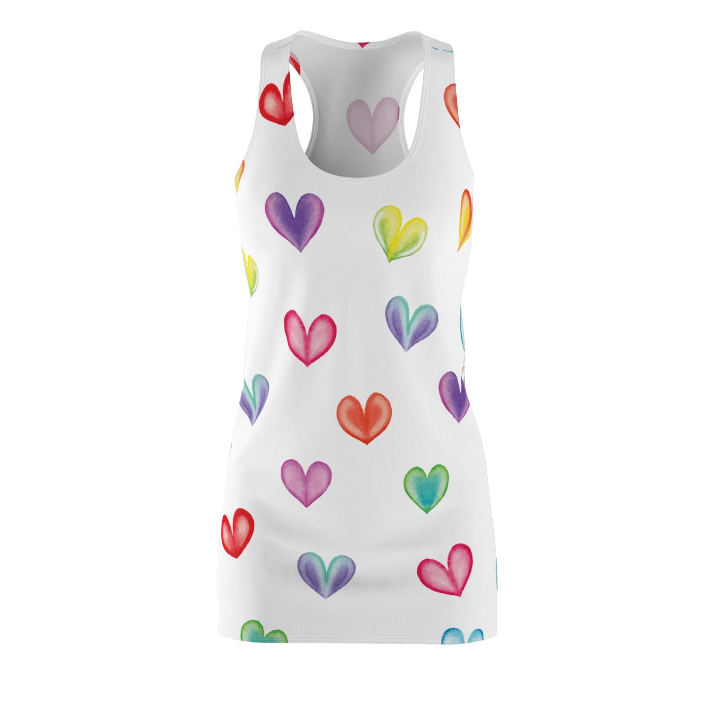 Racerback Kleid mit buntem Herzmuster – Sommerkleid Colorful Heart