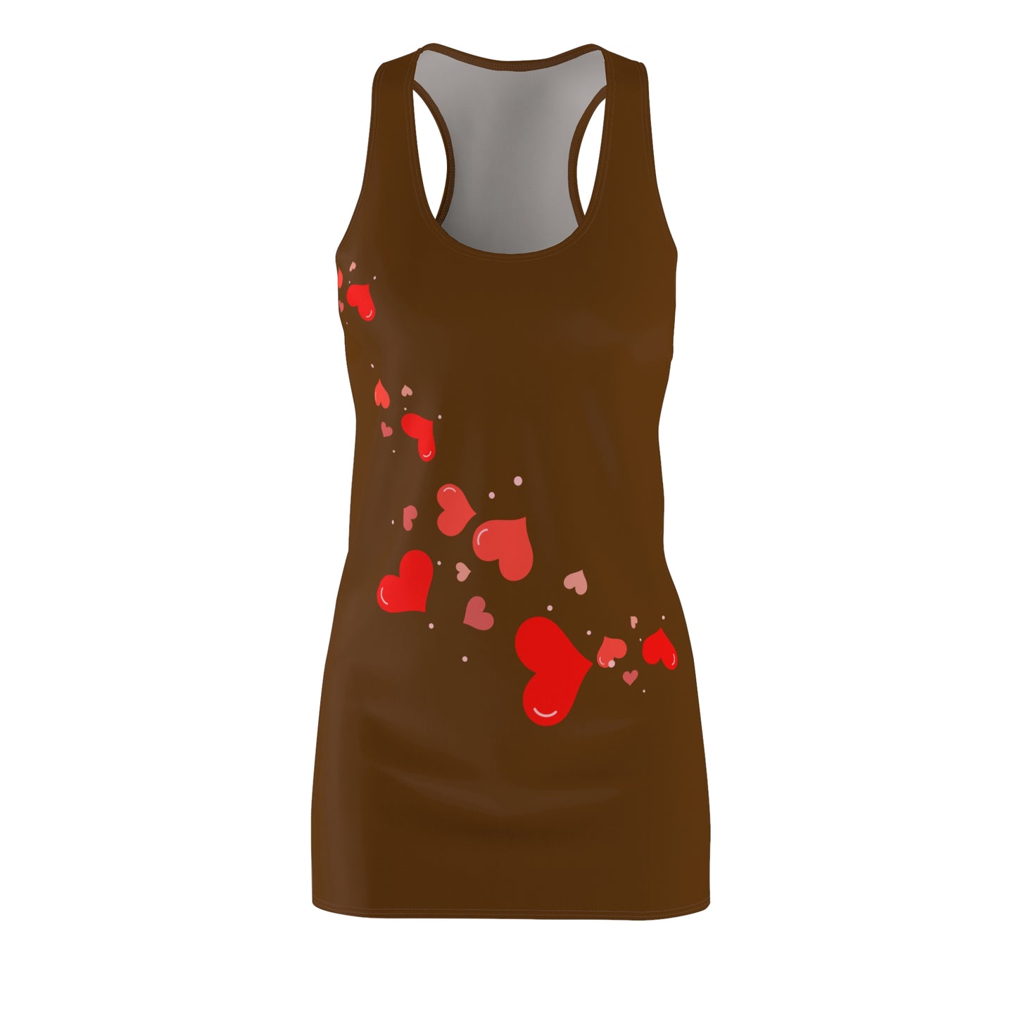 Braun Herz Racerback Kleid – Elegantes Valentinstag Outfit
