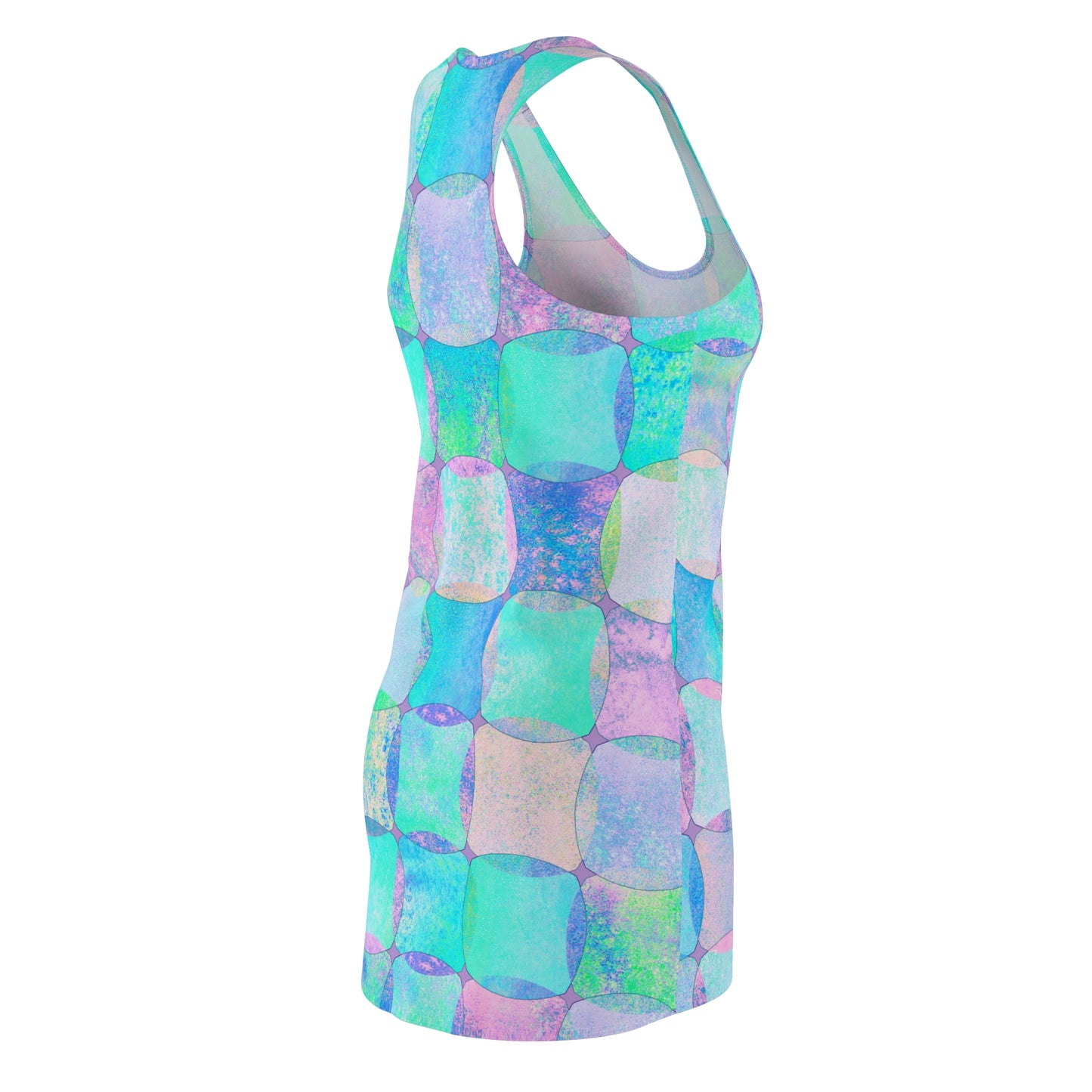 Damen Kleid Pastell Racerback Sommer Abstrakt Blau Lila