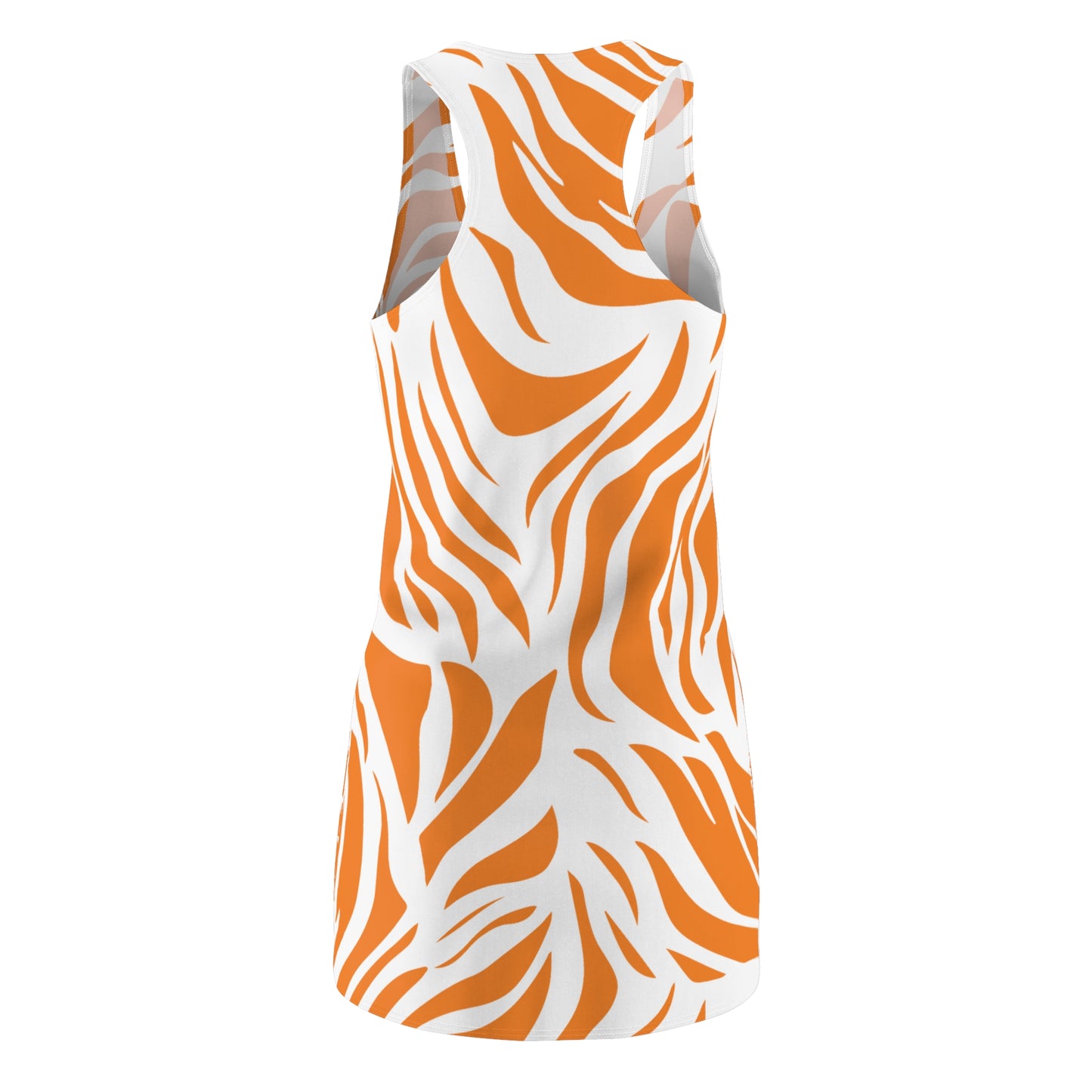 Damen Racerback Kleid – Zebra Print in Orange & Weiß, Vibrant Dress