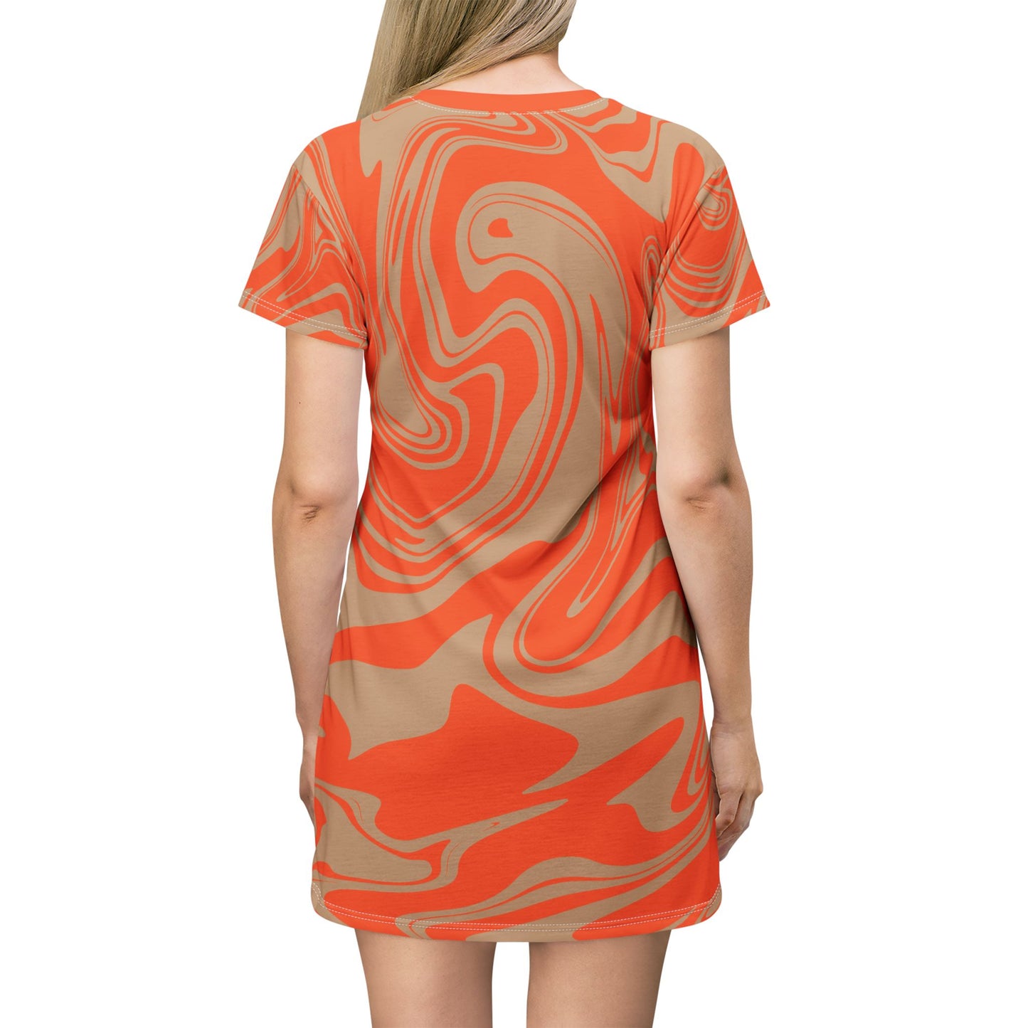 Oranges Damen Kleid Marmor Print T-Shirt Sommer Casual Elegant