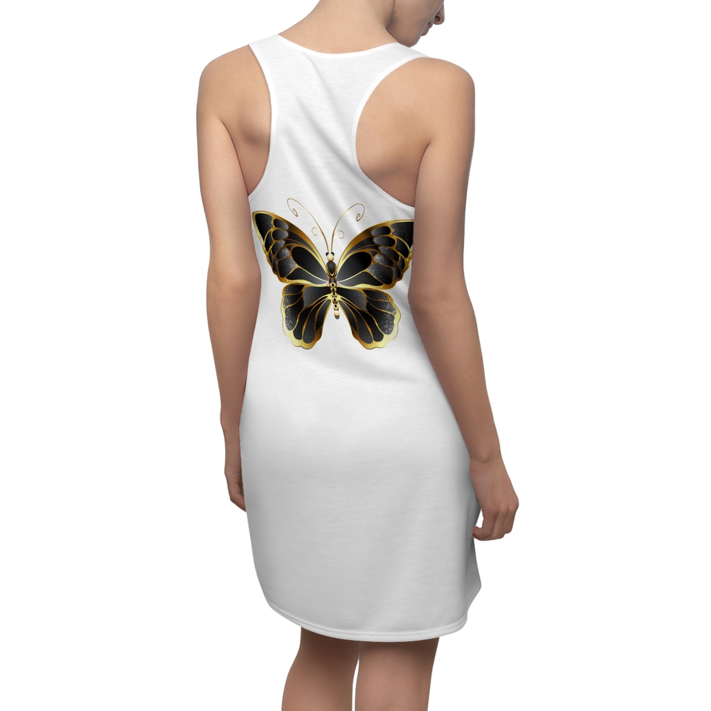 Schmetterling Racerback Kleid – Weißes Sommerkleid