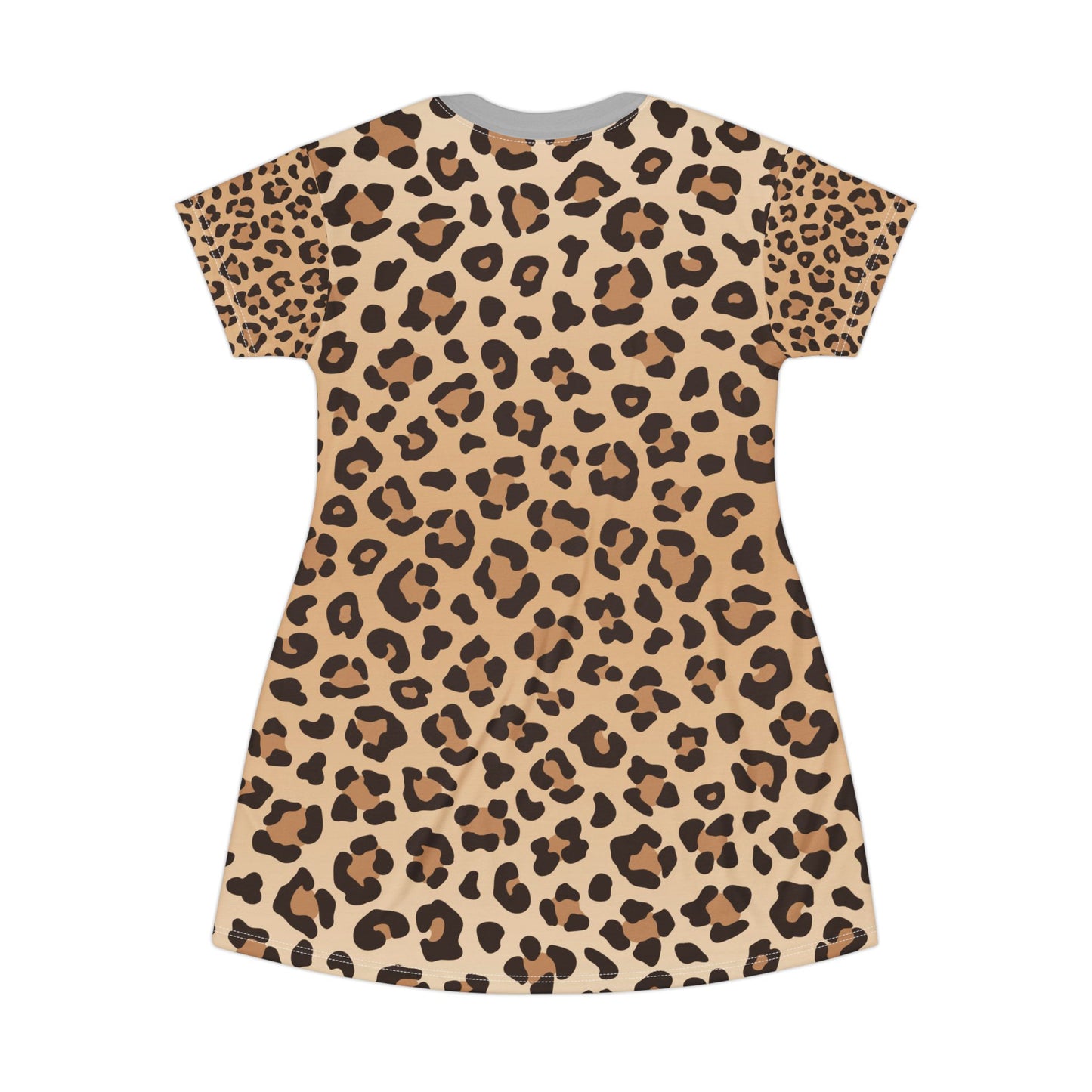 Graues Damen Kleid Leoparden Print T Shirt Sommer Casual Animal