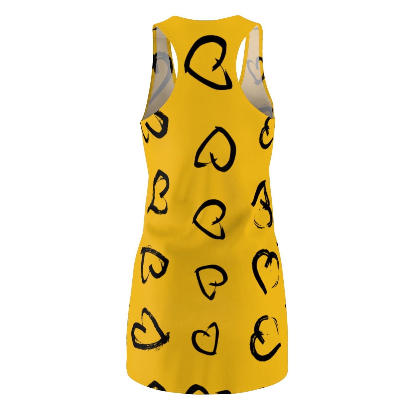 Racerback Kleid mit handgezeichnetem Herzmuster – Lässiges Sommerkleid