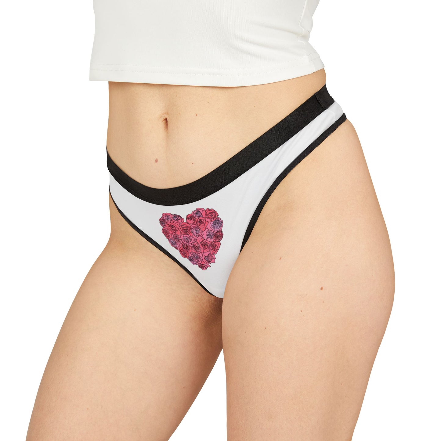 Damen Thong Unterwaesche Bequeme Atmungsaktive Slips mit Herzchen