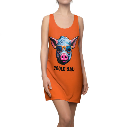 Damen Kleid Coole Sau Racerback Sommer Statement Fun