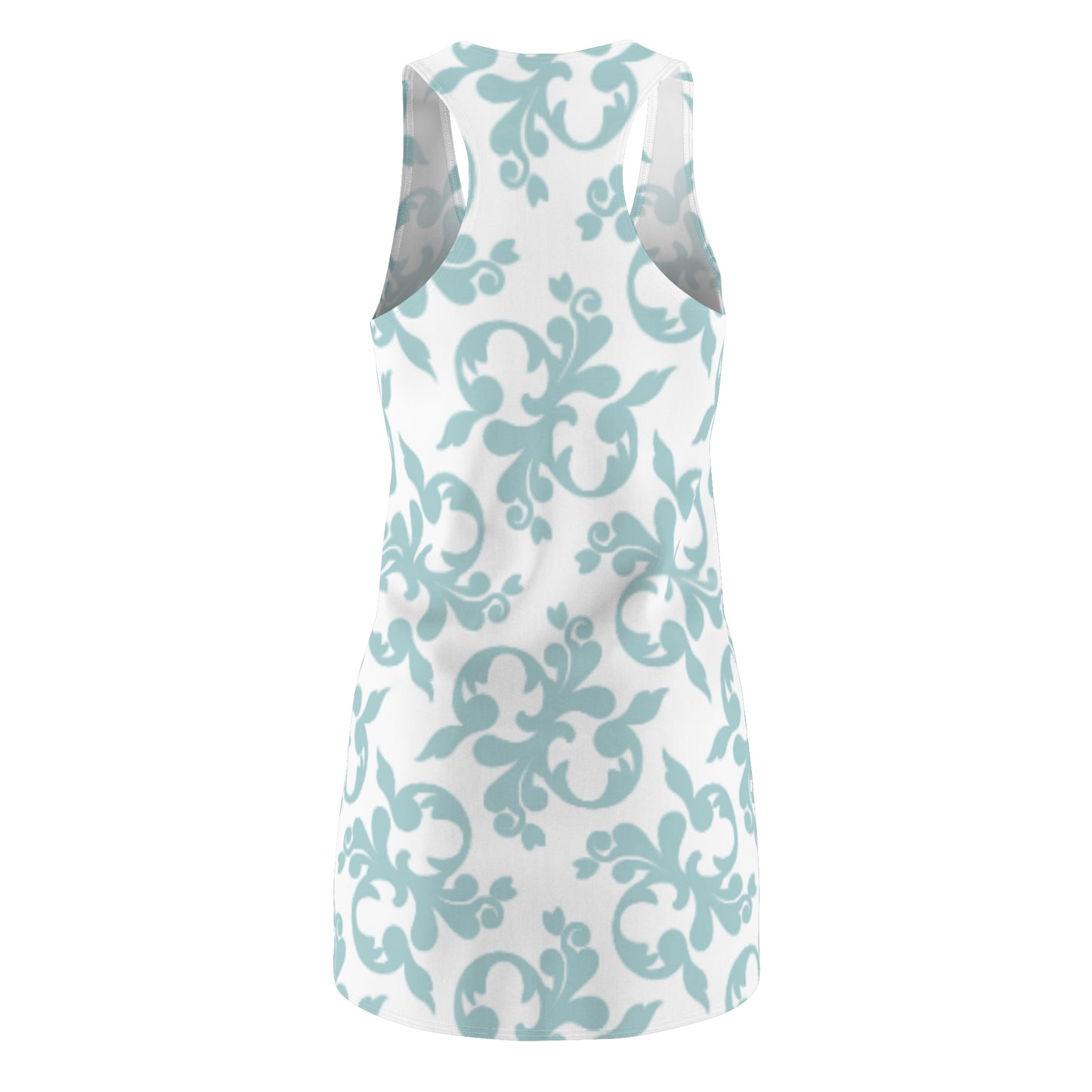 Weiß Türkis Floral Racerback Kleid – Sommer Damenmode