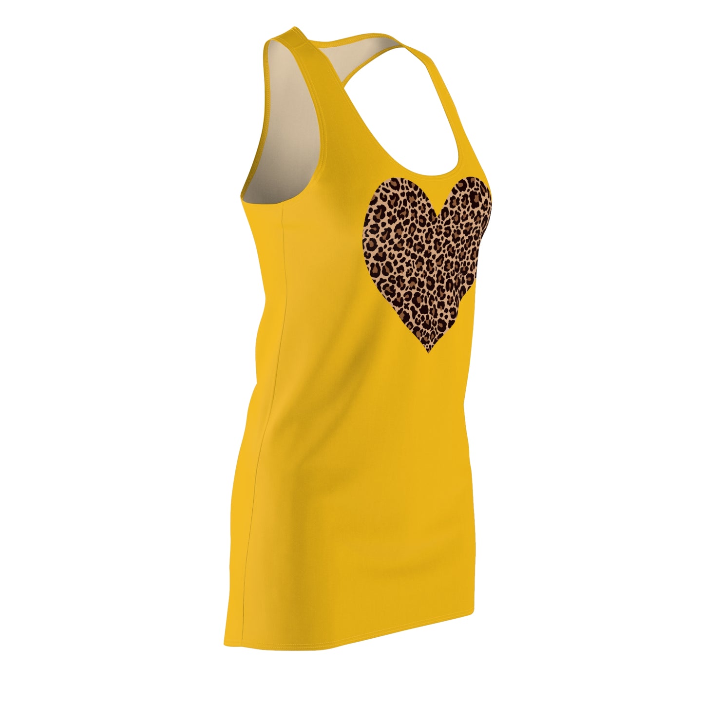 Leoparden Herz Racerback Kleid – Gelbes Sommerkleid