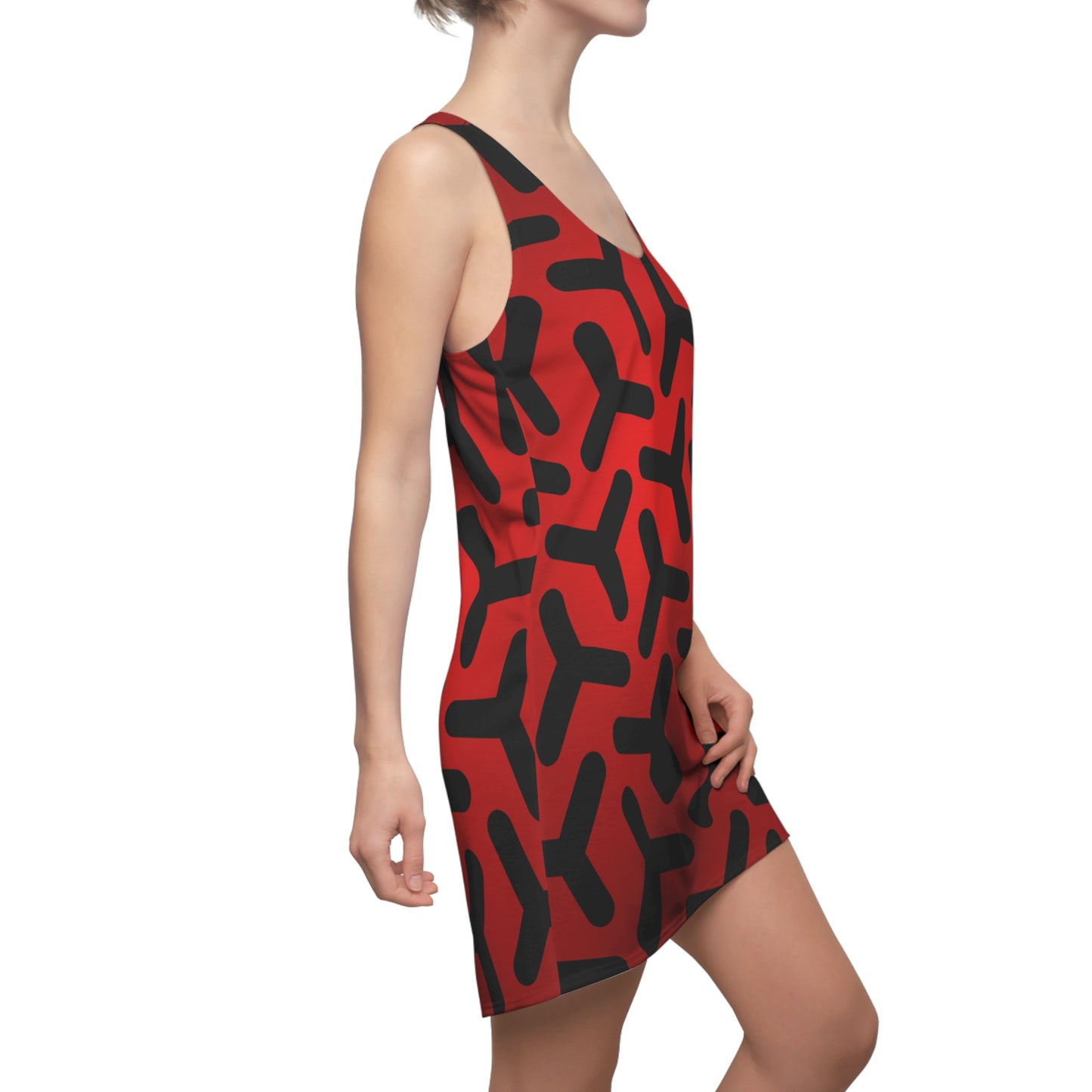 Racerback Damen Kleid Rot Farbverlauf Muster Racerback Sommer Party
