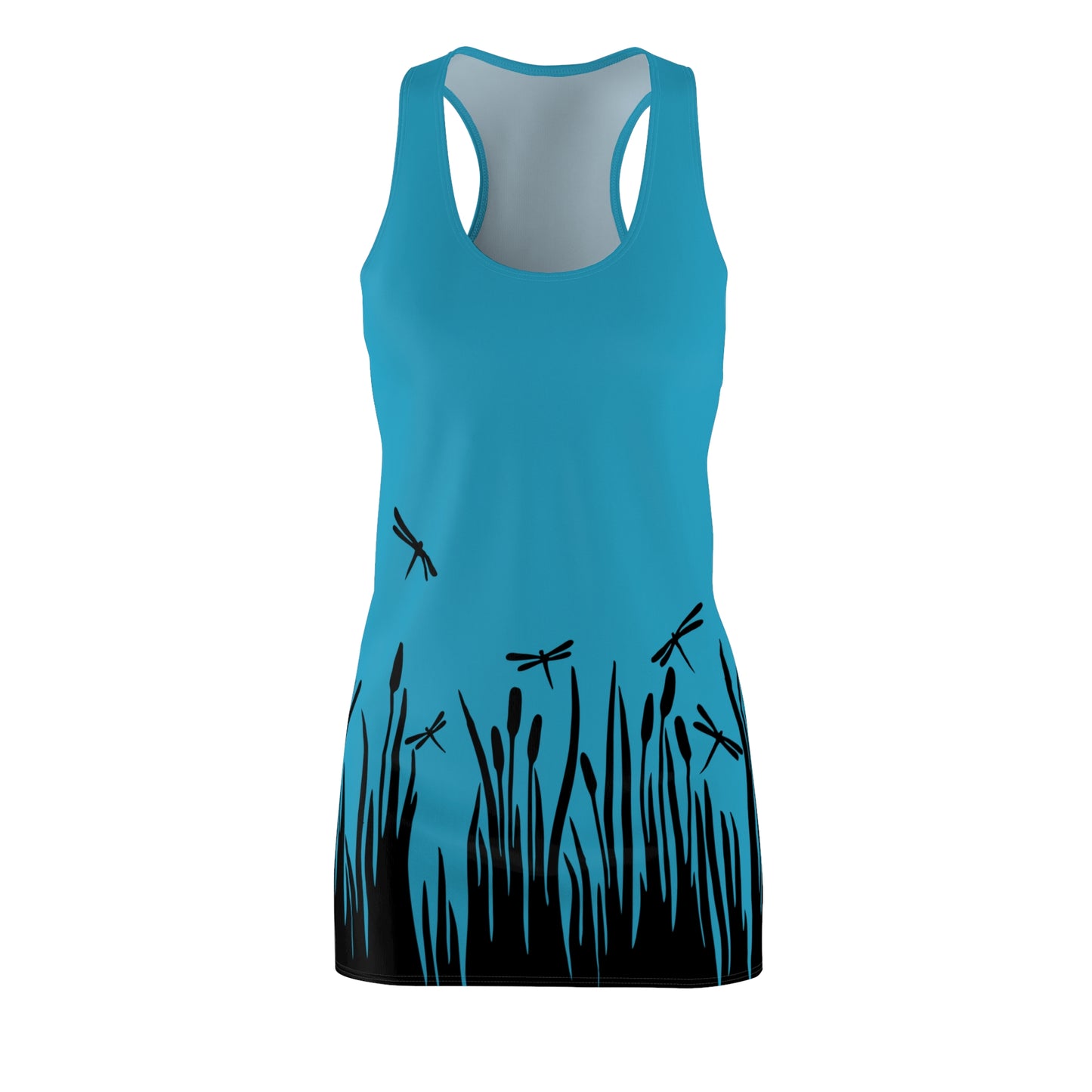 Türkises Damen Kleid Libellen Design Racerback Sommer Freizeit Party