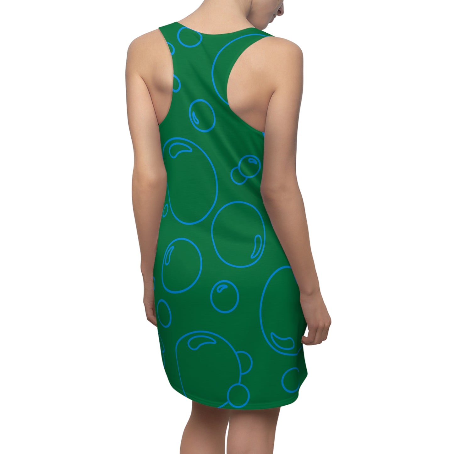 Bubble Print Racerback Kleid – Grün Blau Sommerkleid