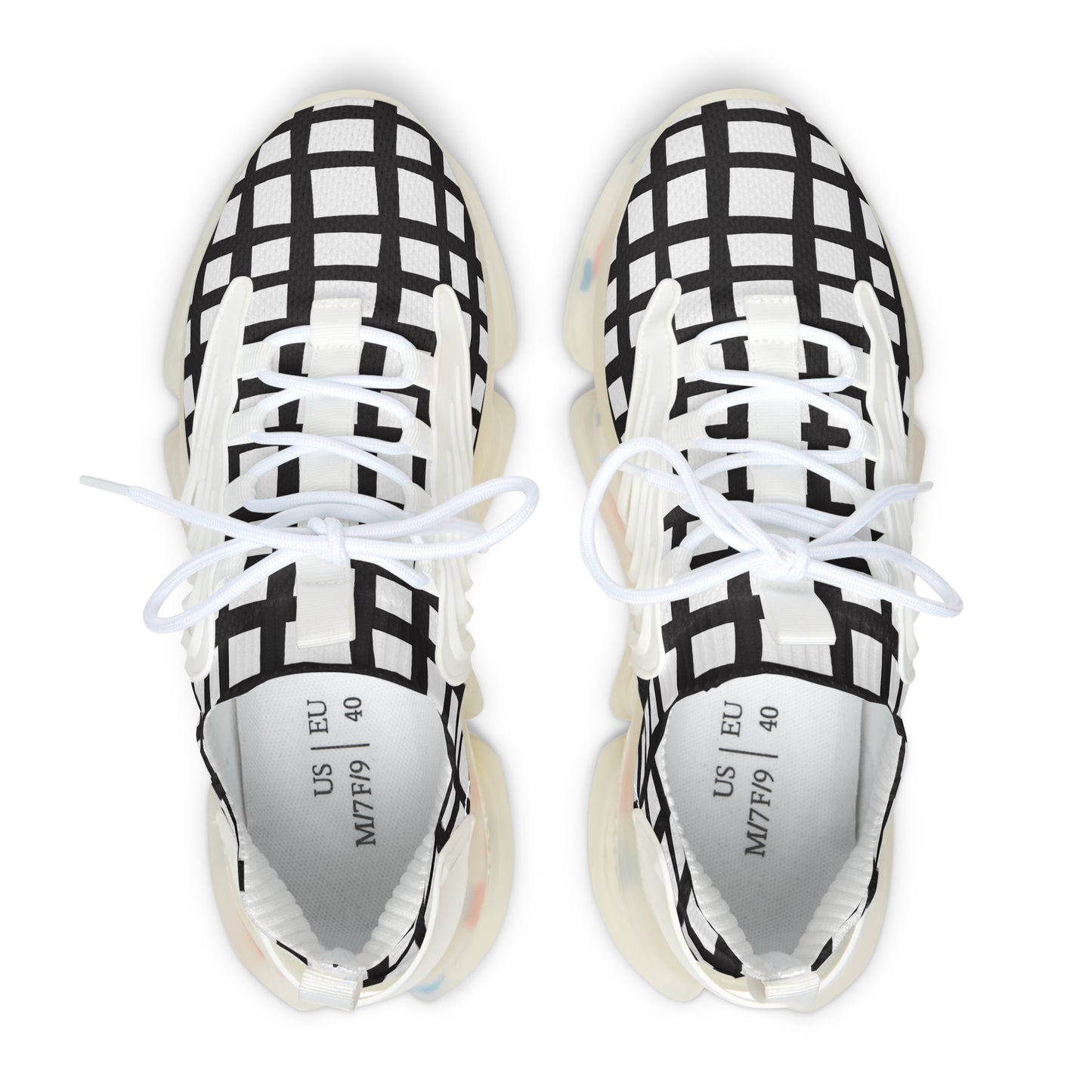 Damen Sneaker Schwarz Weiß Modern Linienmuster Atmungsaktiv