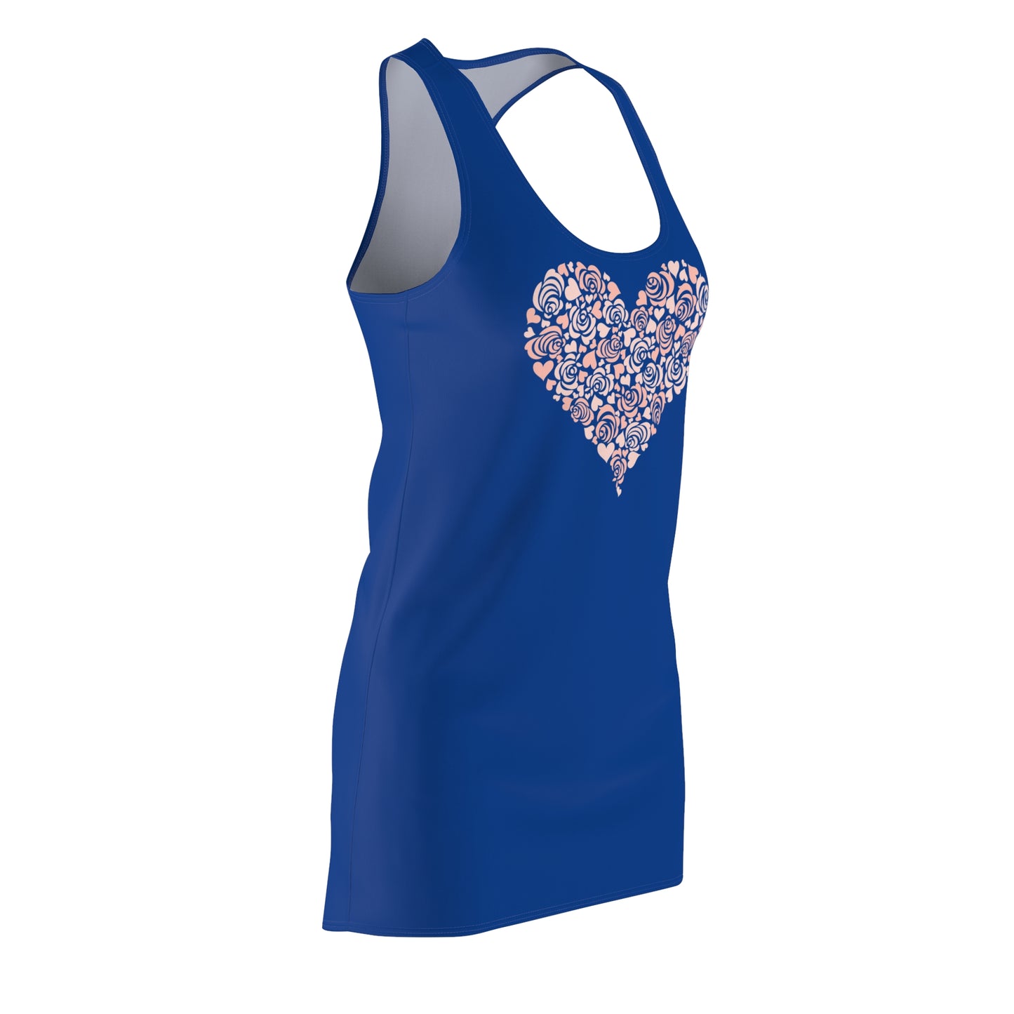 Blau Floral Heart Kleid Racerback Romantisches Sommerkleid