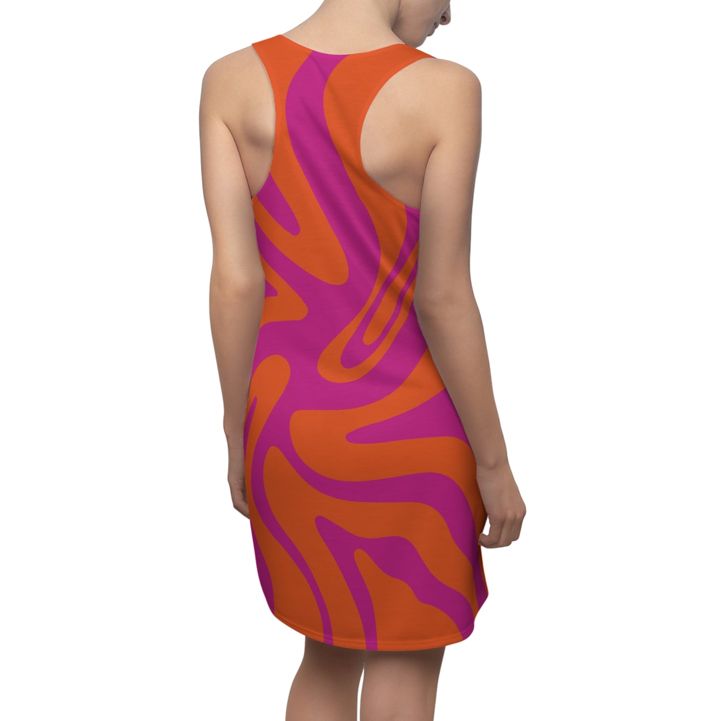 Pinkes Damen Kleid Swirl Muster Racerback Sommer Bohemian Beach