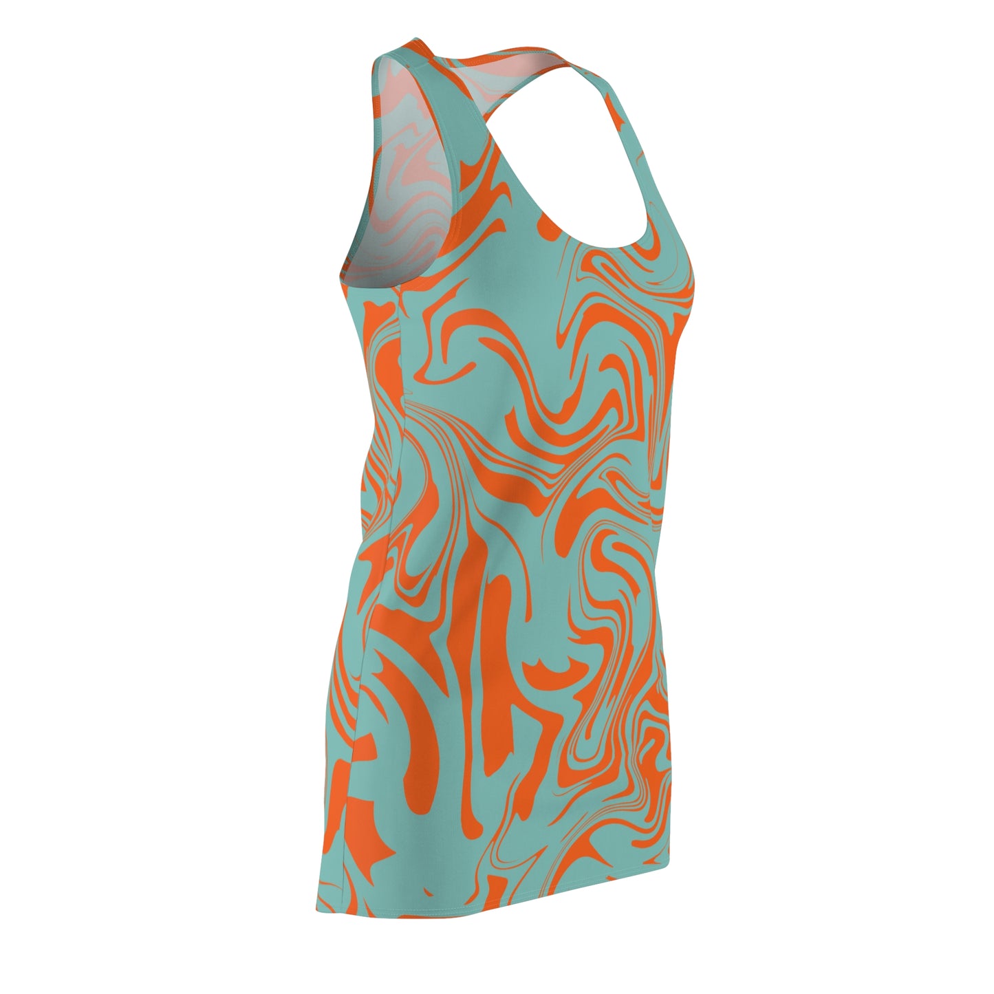 Aqua Orange Marmor Racerback Kleid – Trendige Sommer Damenmode