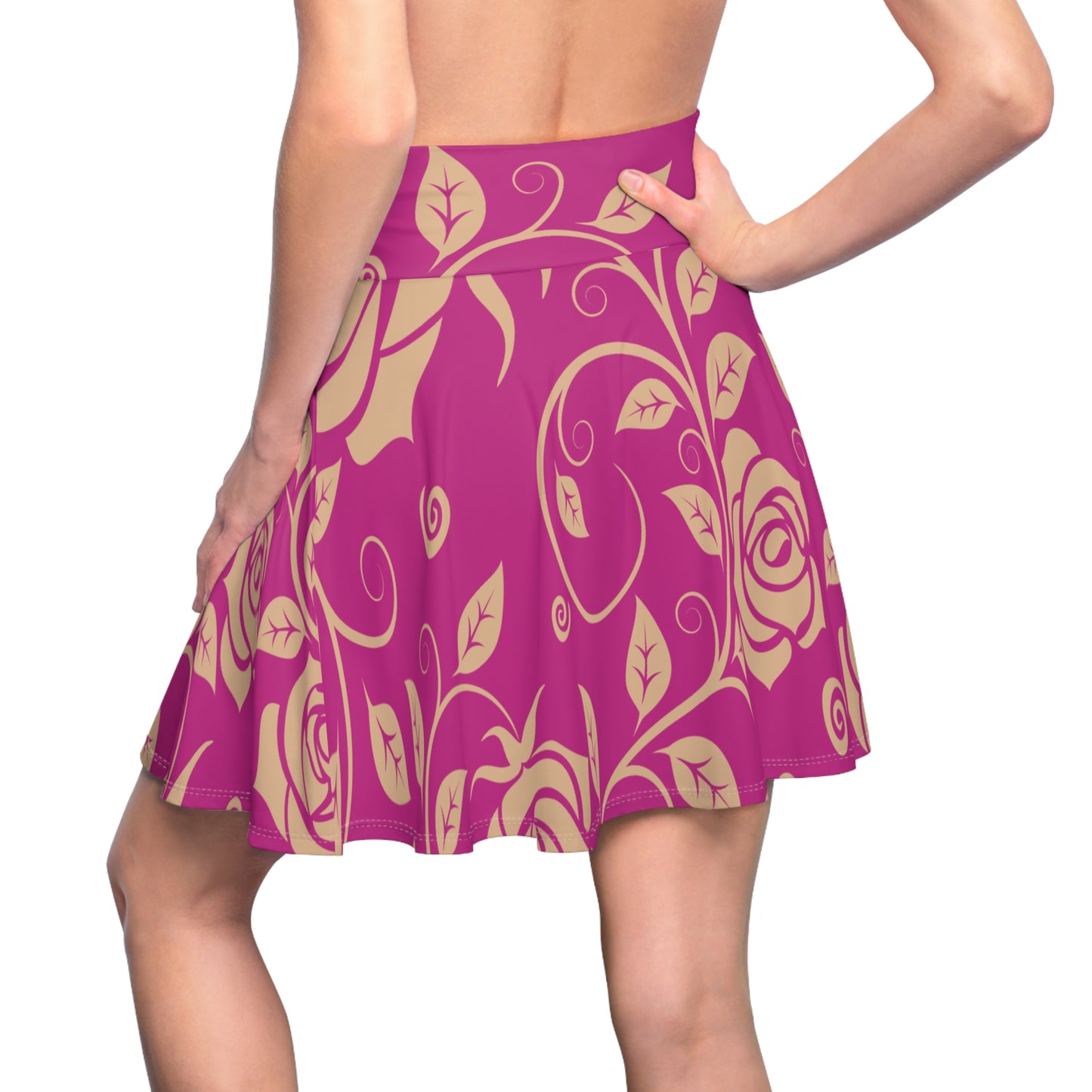 Pinker Damen Rock Floral Skater Elegant Frühling Sommer Casual