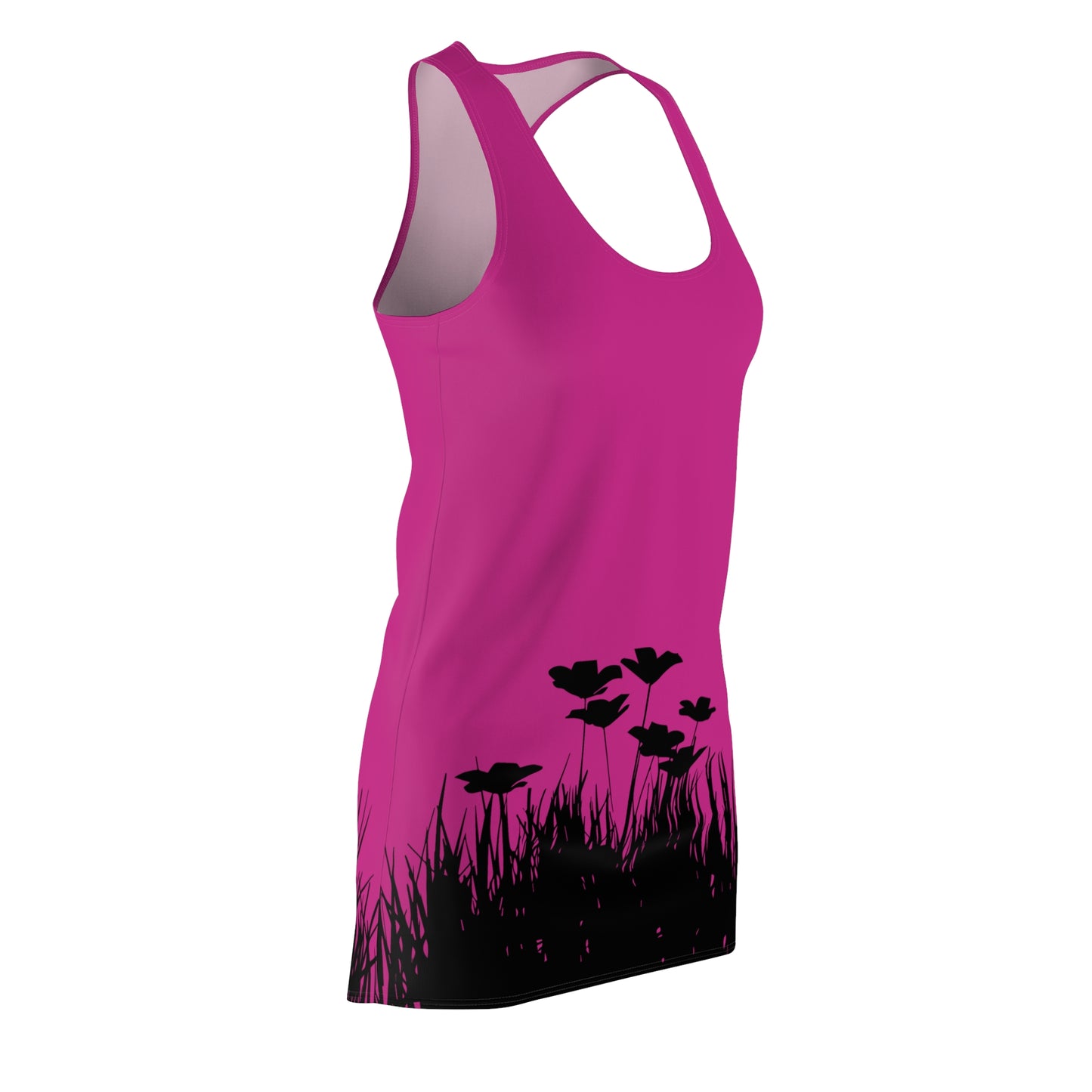 Pink Racerback Damenkleid – Botanisches Sommerkleid, Freizeitkleid