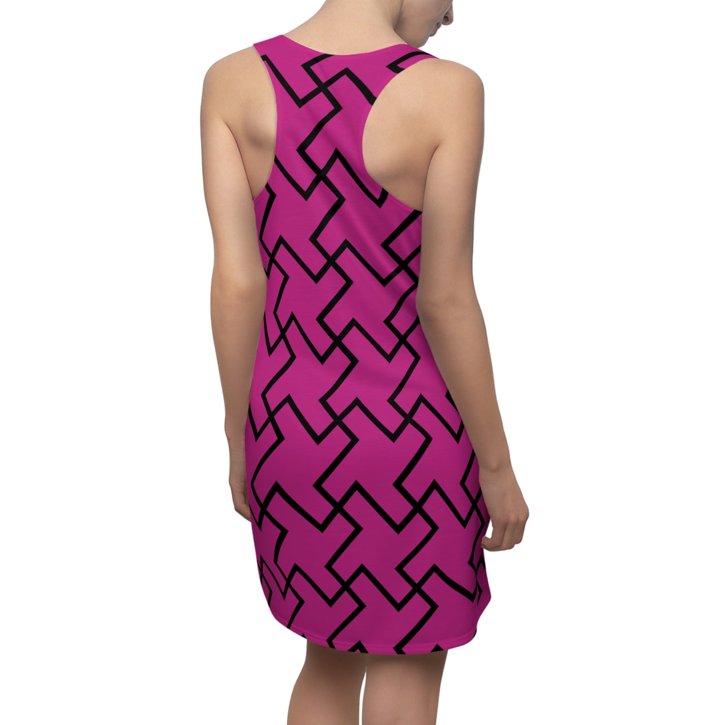Pinkes Geometrie Racerback Kleid – Modern & Bequem