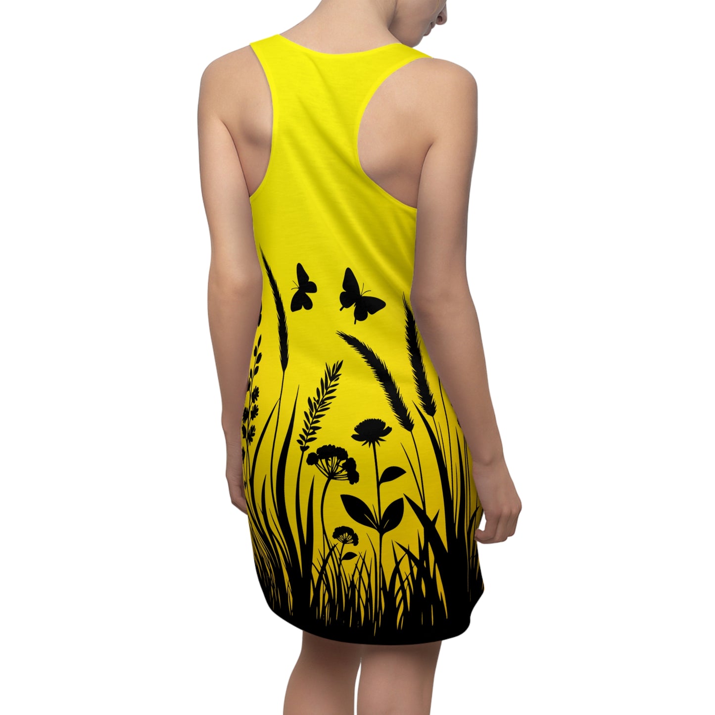Gelb Schmetterling Racerback Kleid – Sonnige Sommer Damenmode