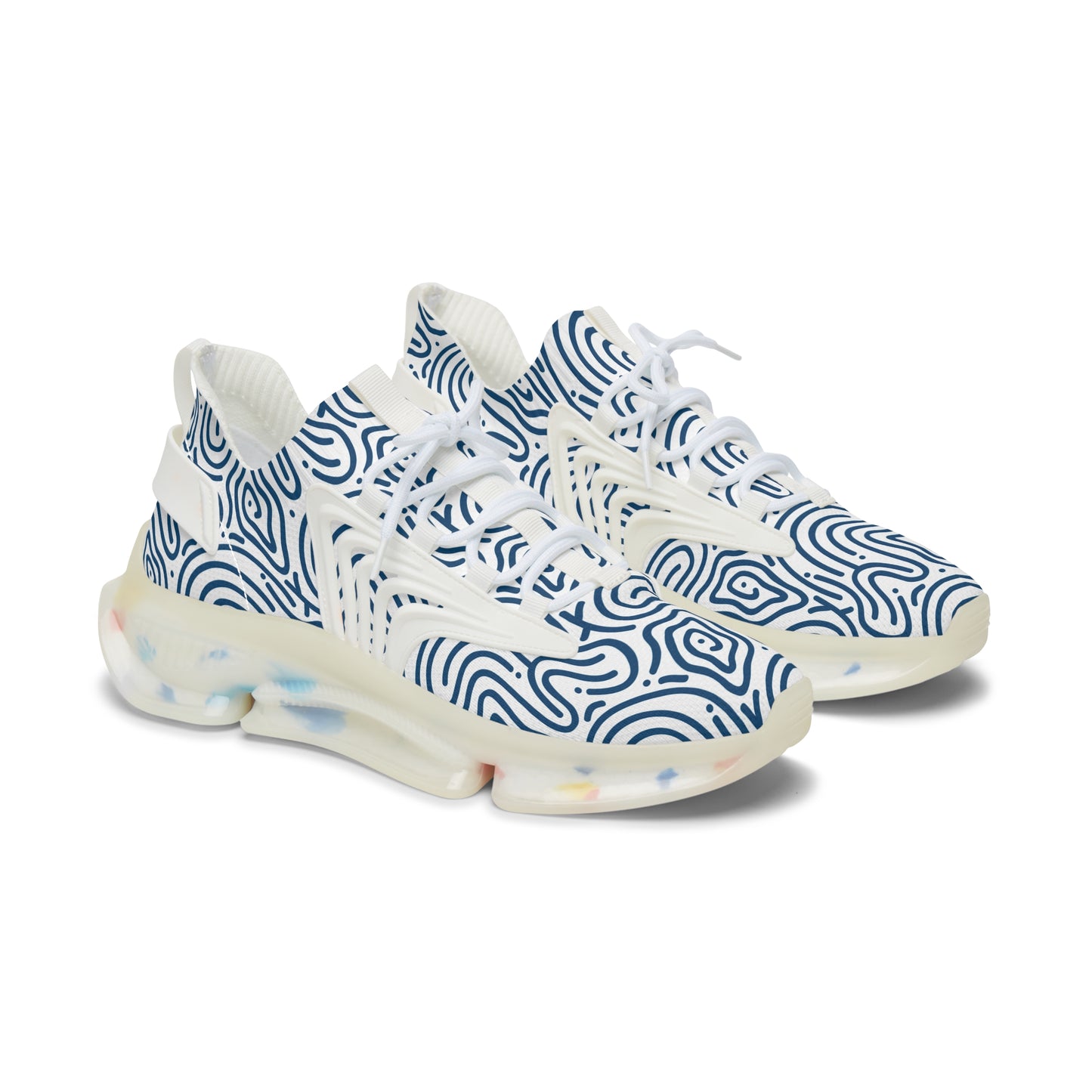 Damen Sneaker Blau Weiß Modern Design Atmungsaktiv