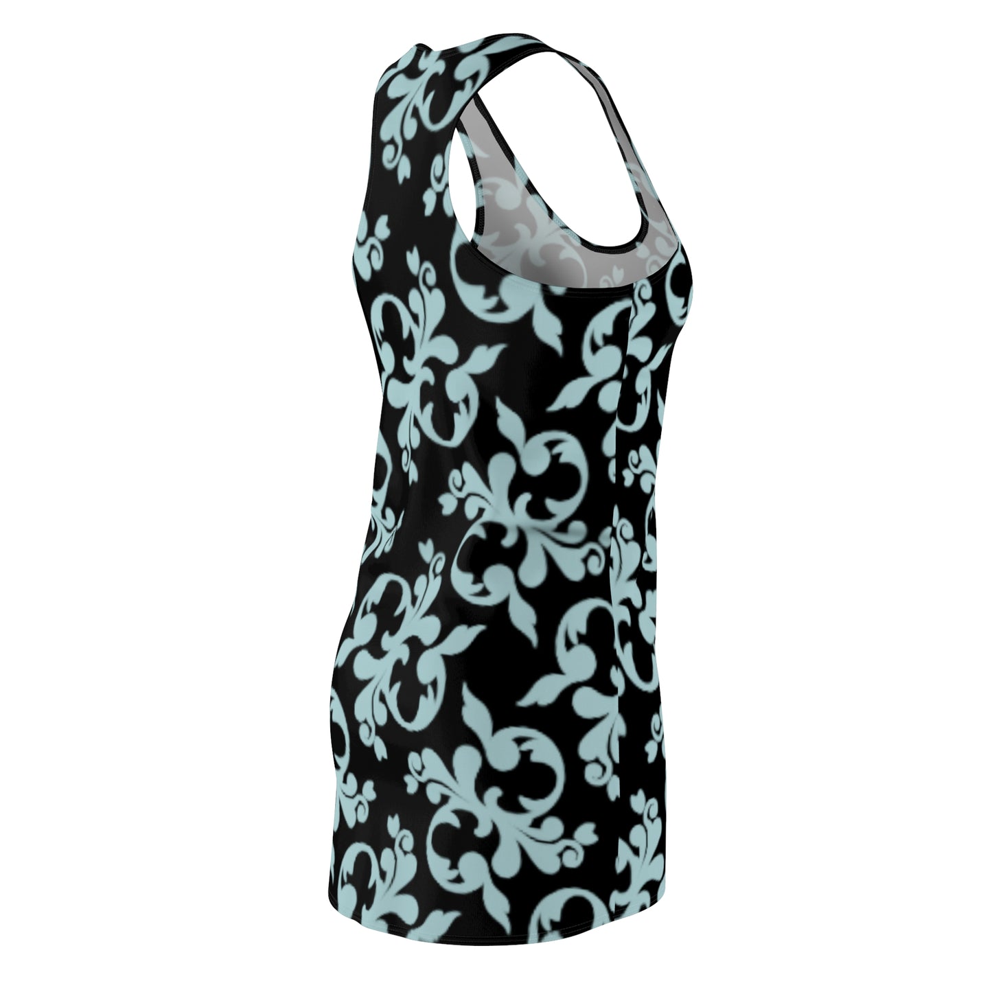 Schwarz Türkis Floral Racerback Kleid – Sommer Damenmode