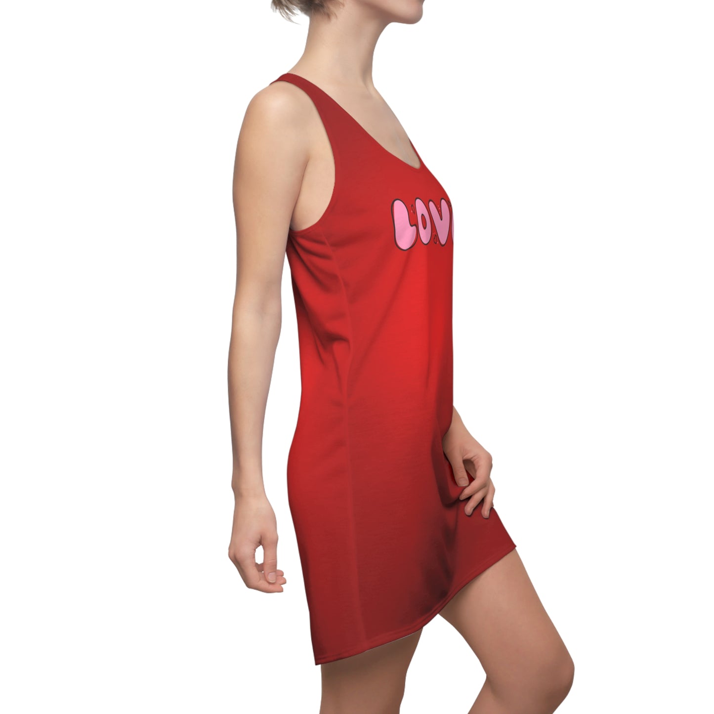 Rot Love Print Racerback Kleid – Sommer Damenmode