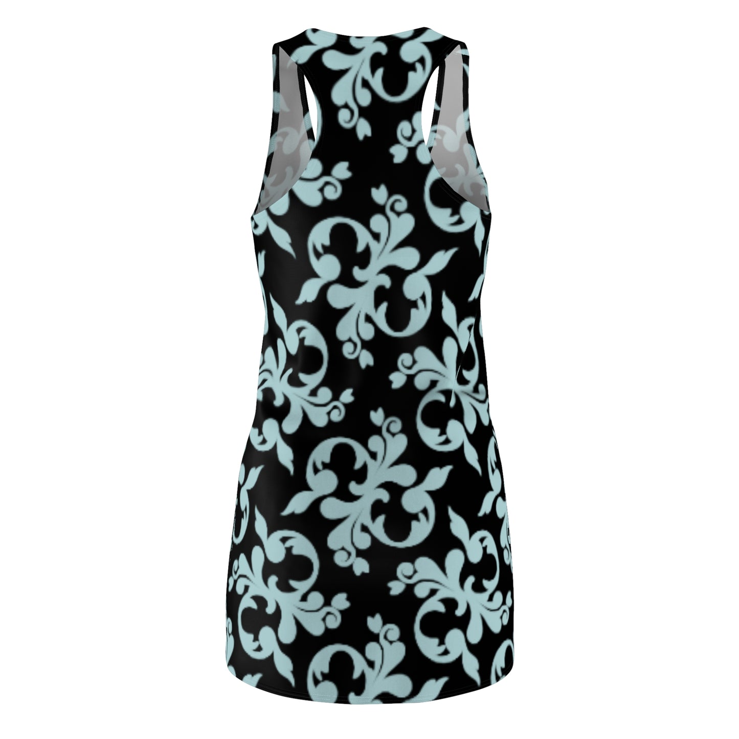 Schwarz Türkis Floral Racerback Kleid – Sommer Damenmode
