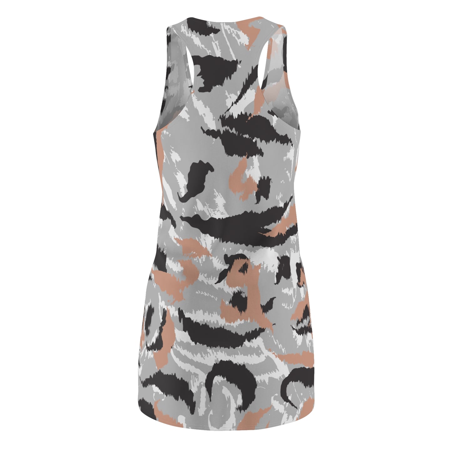 Abstrakt Racerback Kleid – Schwarz Beige Weiss Grau Sommerkleid