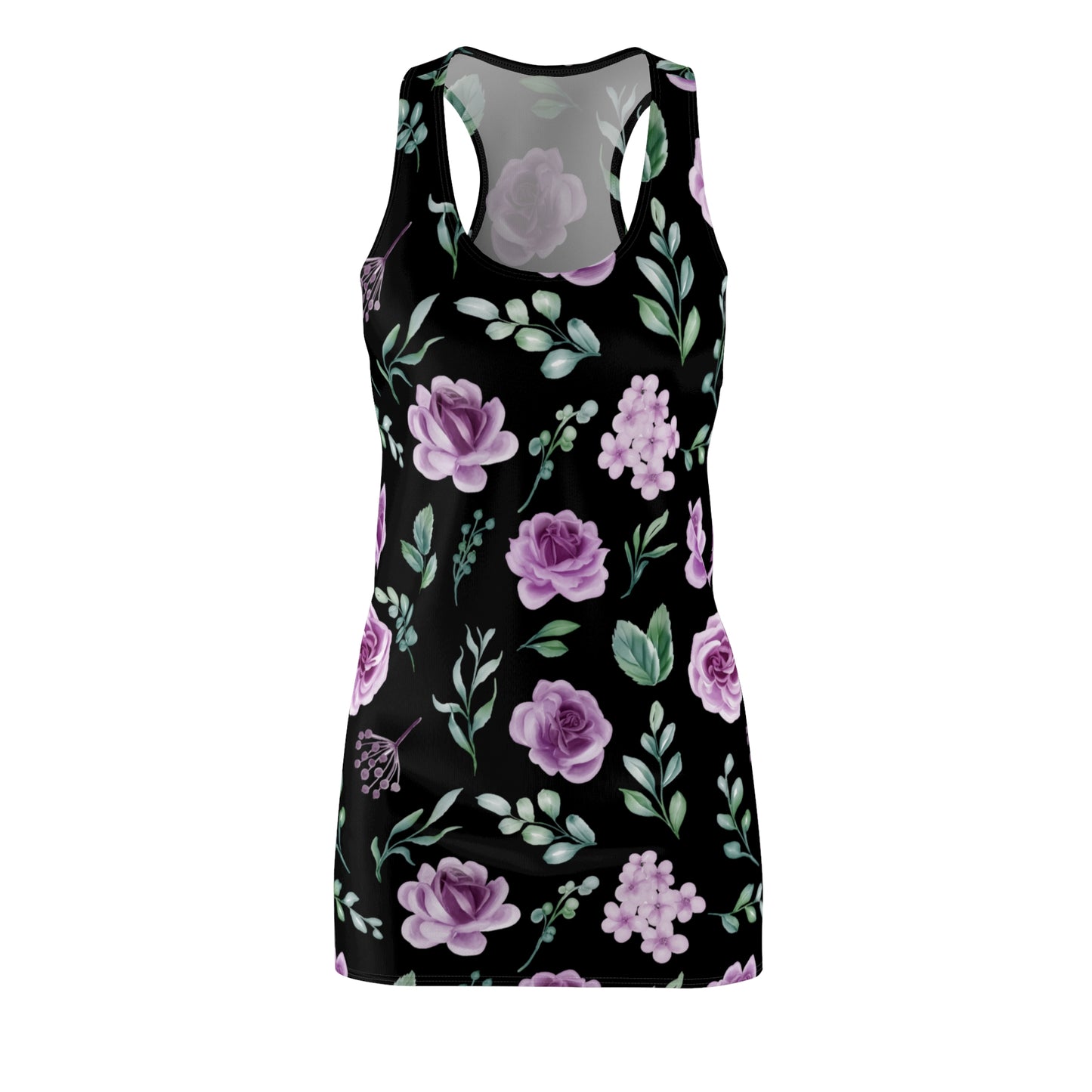 Schwarz Floral Racerback Kleid – Blumenkleid Sommer Damen